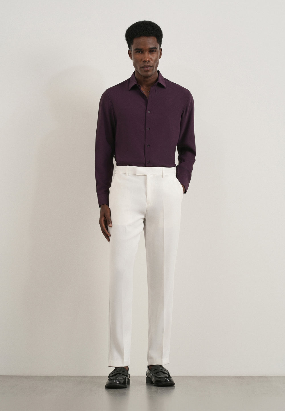 White Flex Waist Slim Fit Trouser