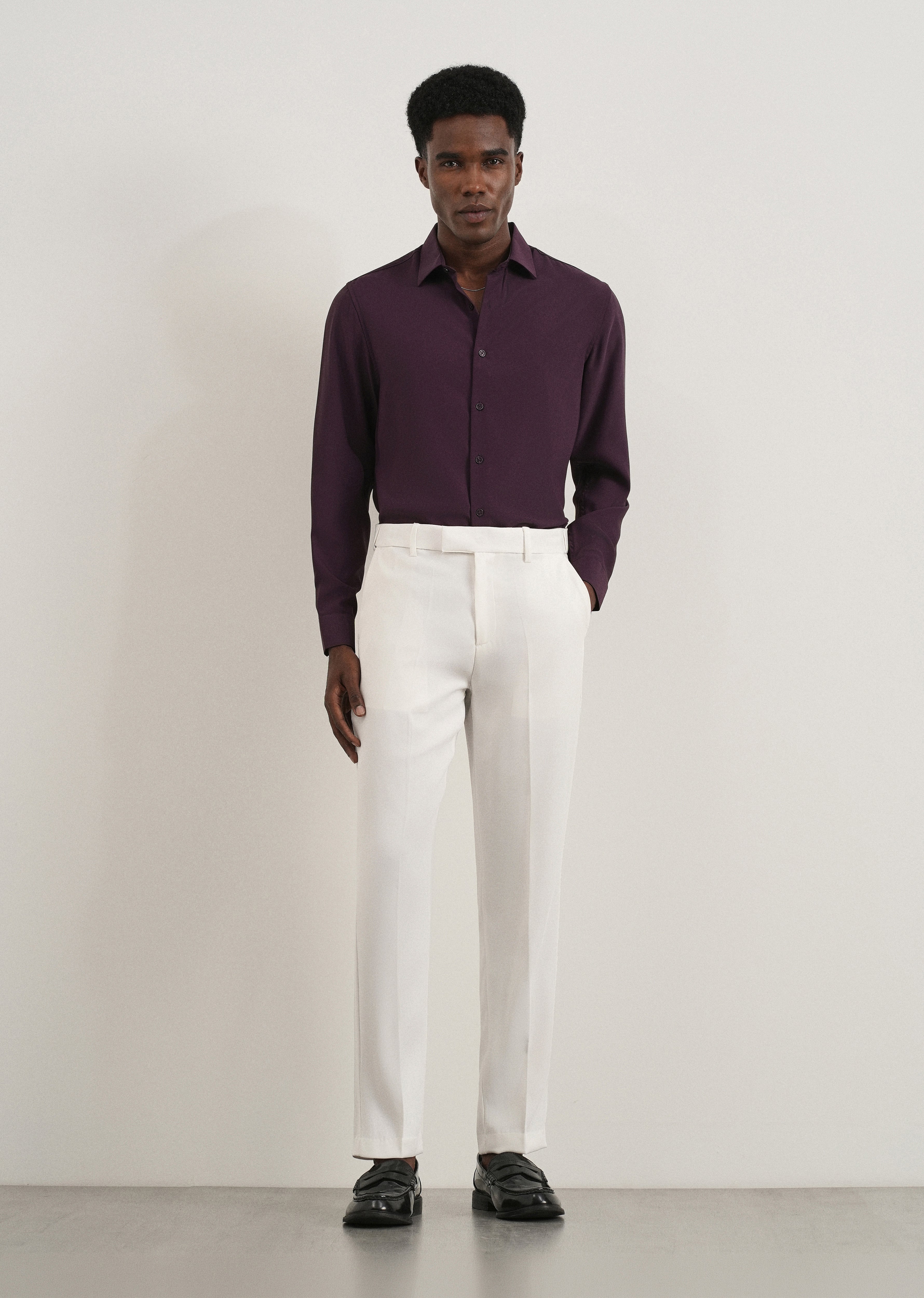 White Flex Waist Slim Fit Trouser
