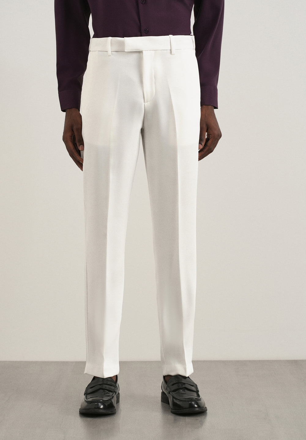 White Flex Waist Slim Fit Trouser