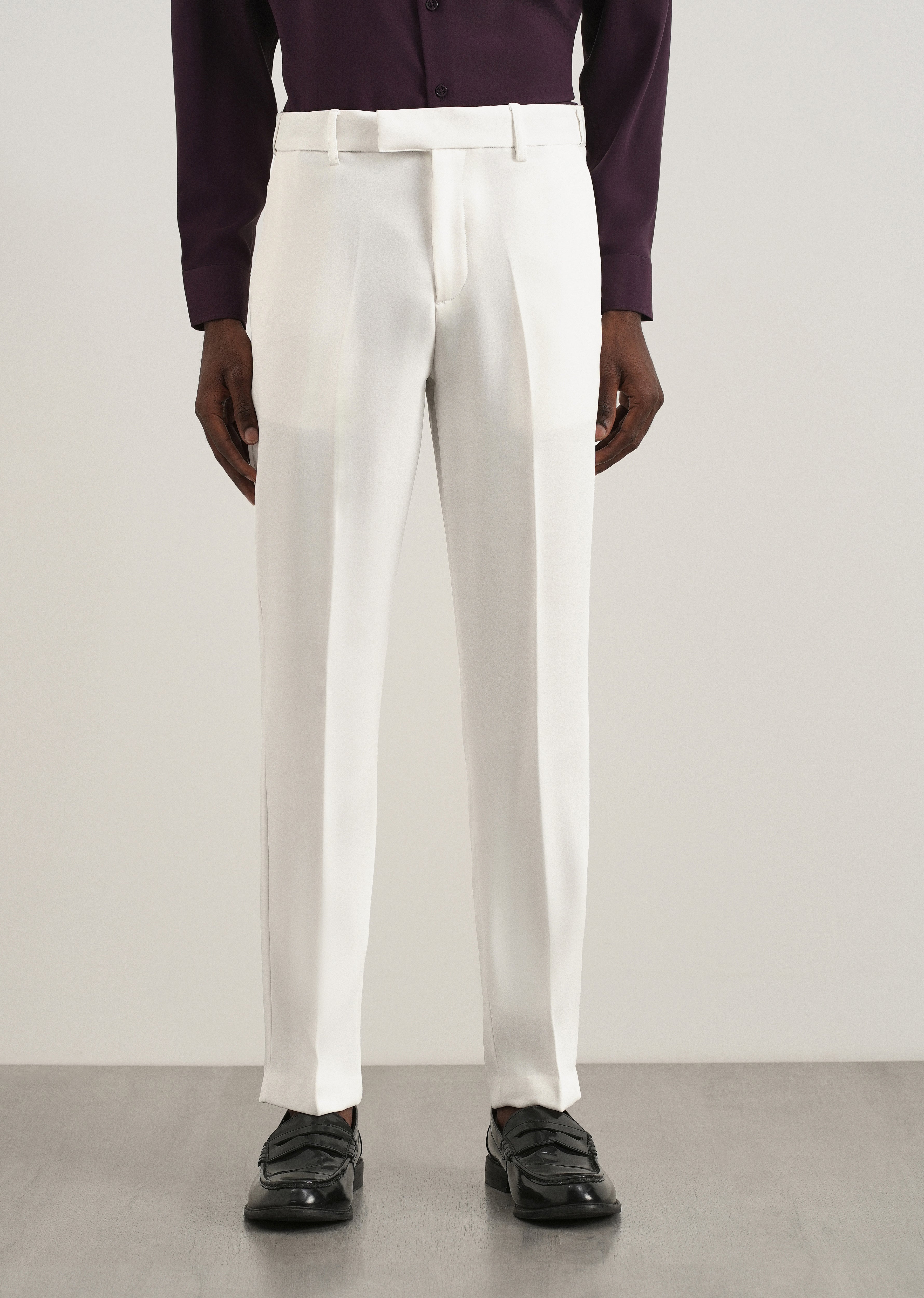 White Flex Waist Slim Fit Trouser