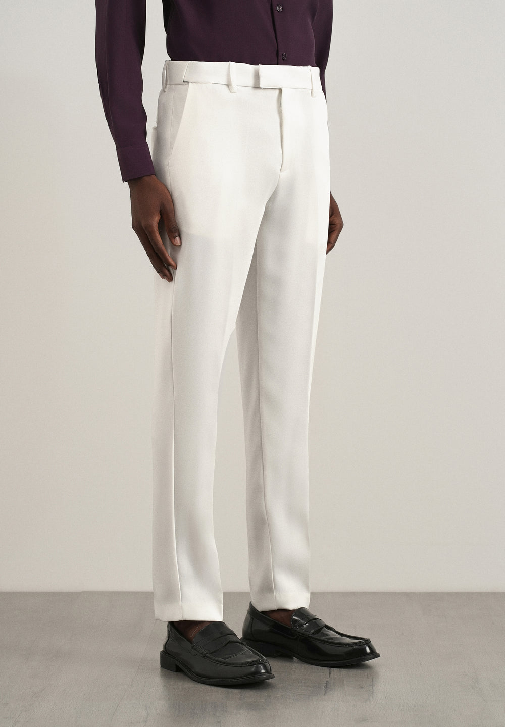 White Flex Waist Slim Fit Trouser