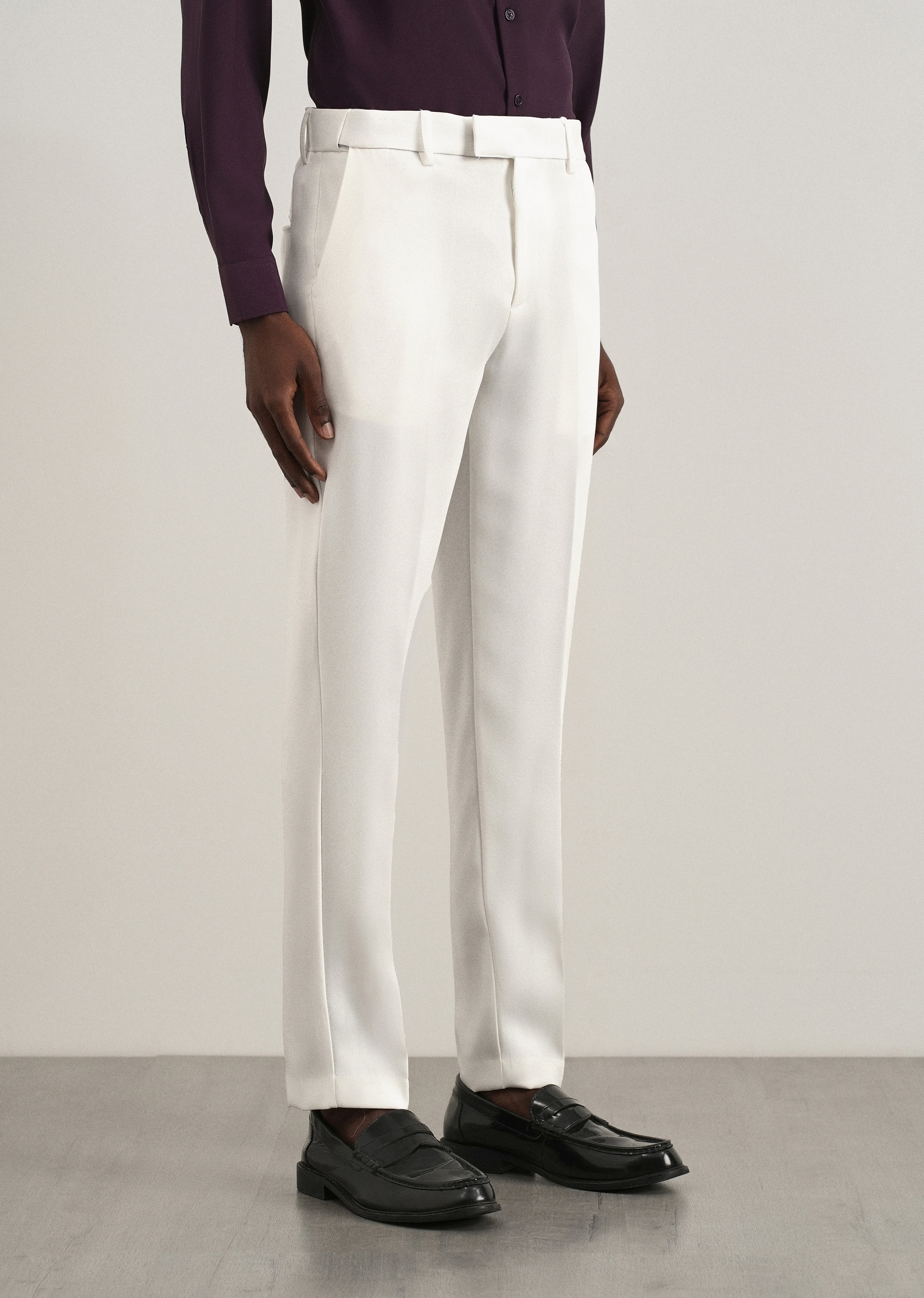 White Flex Waist Slim Fit Trouser