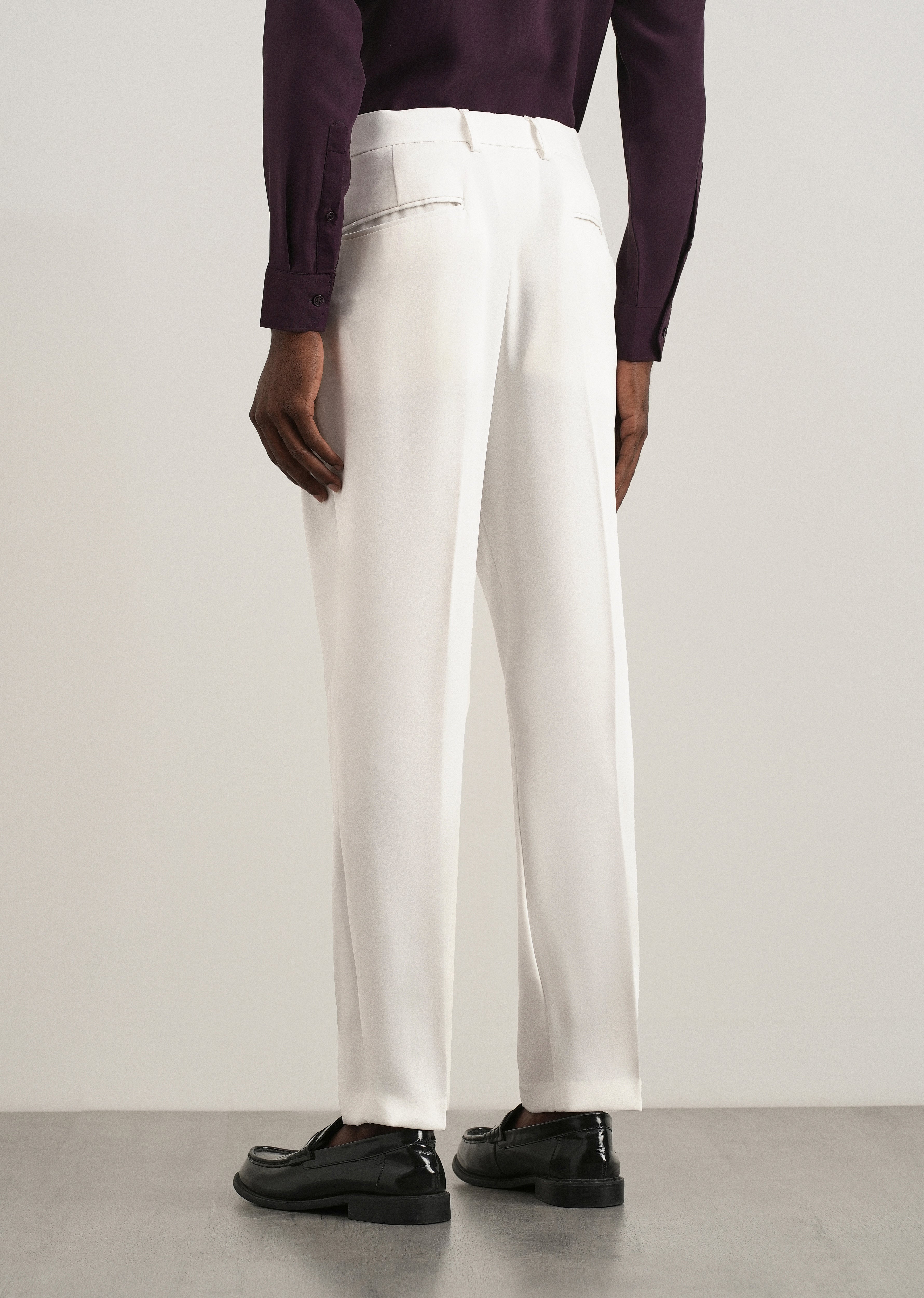 White Flex Waist Slim Fit Trouser