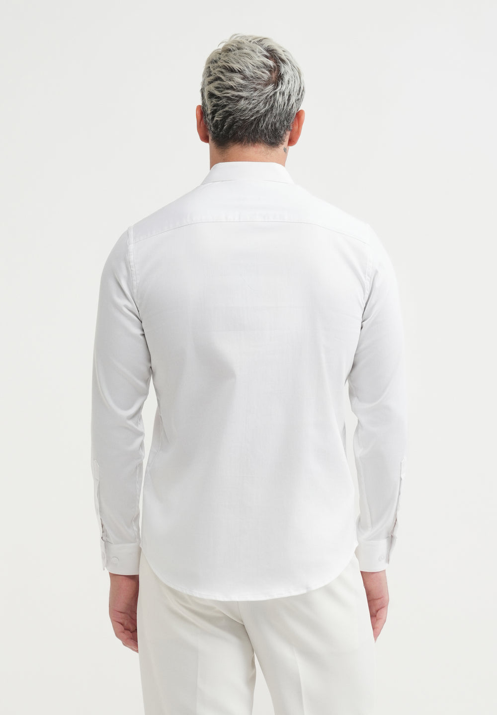 White Floral Embroidery Designer Shirt