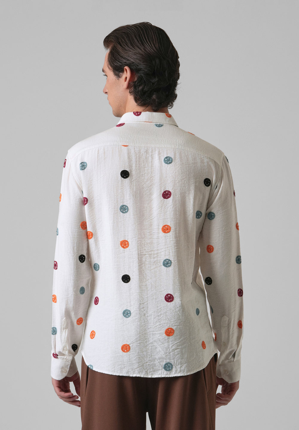 White Florescent Embroidered Shirt