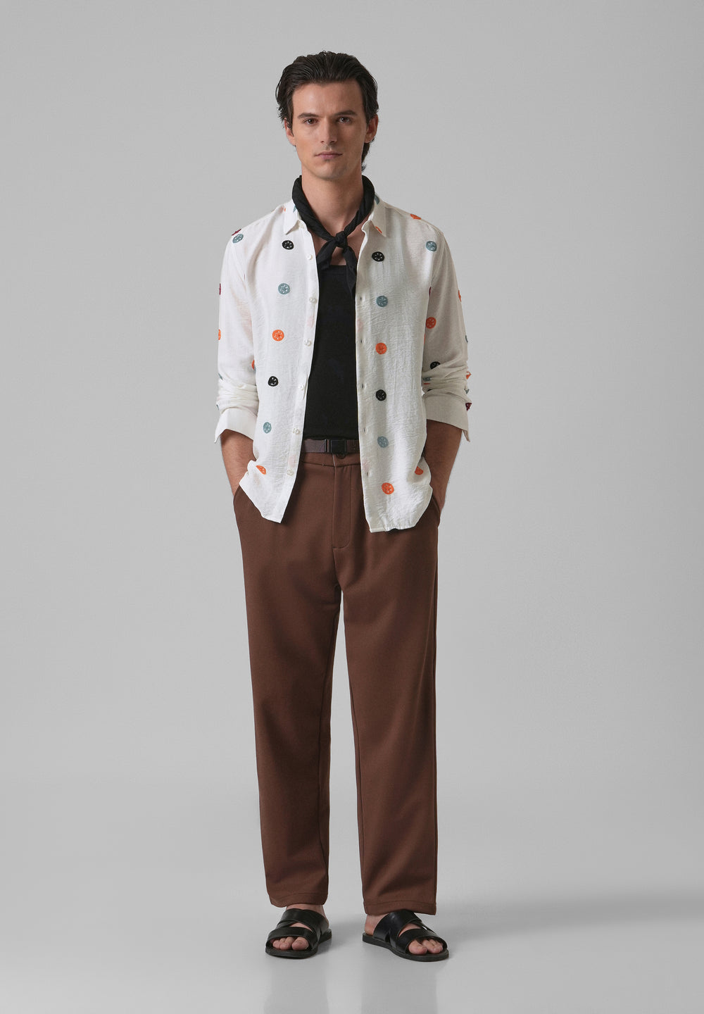 White Florescent Embroidered Shirt