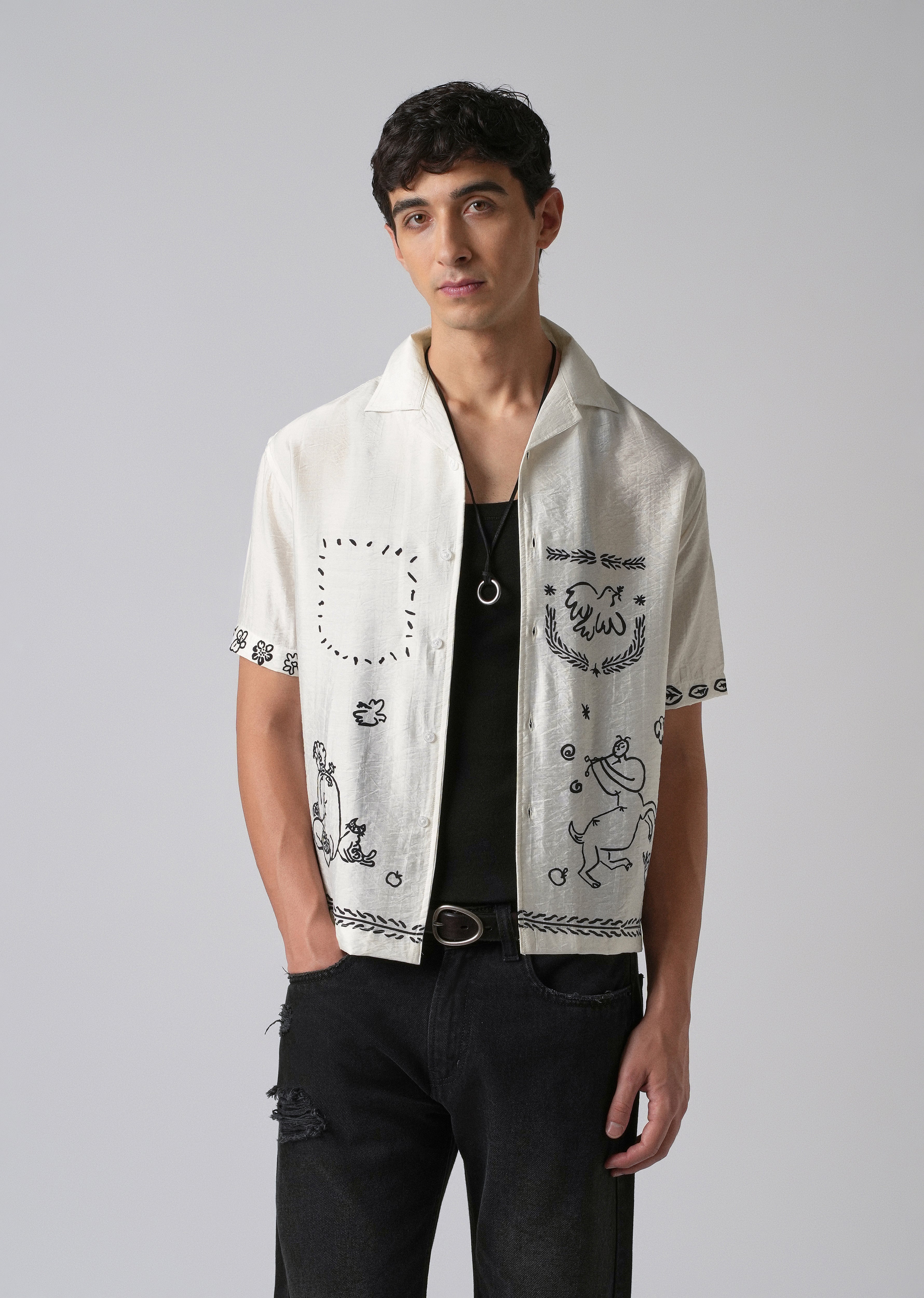 White Folk Print Shirt
