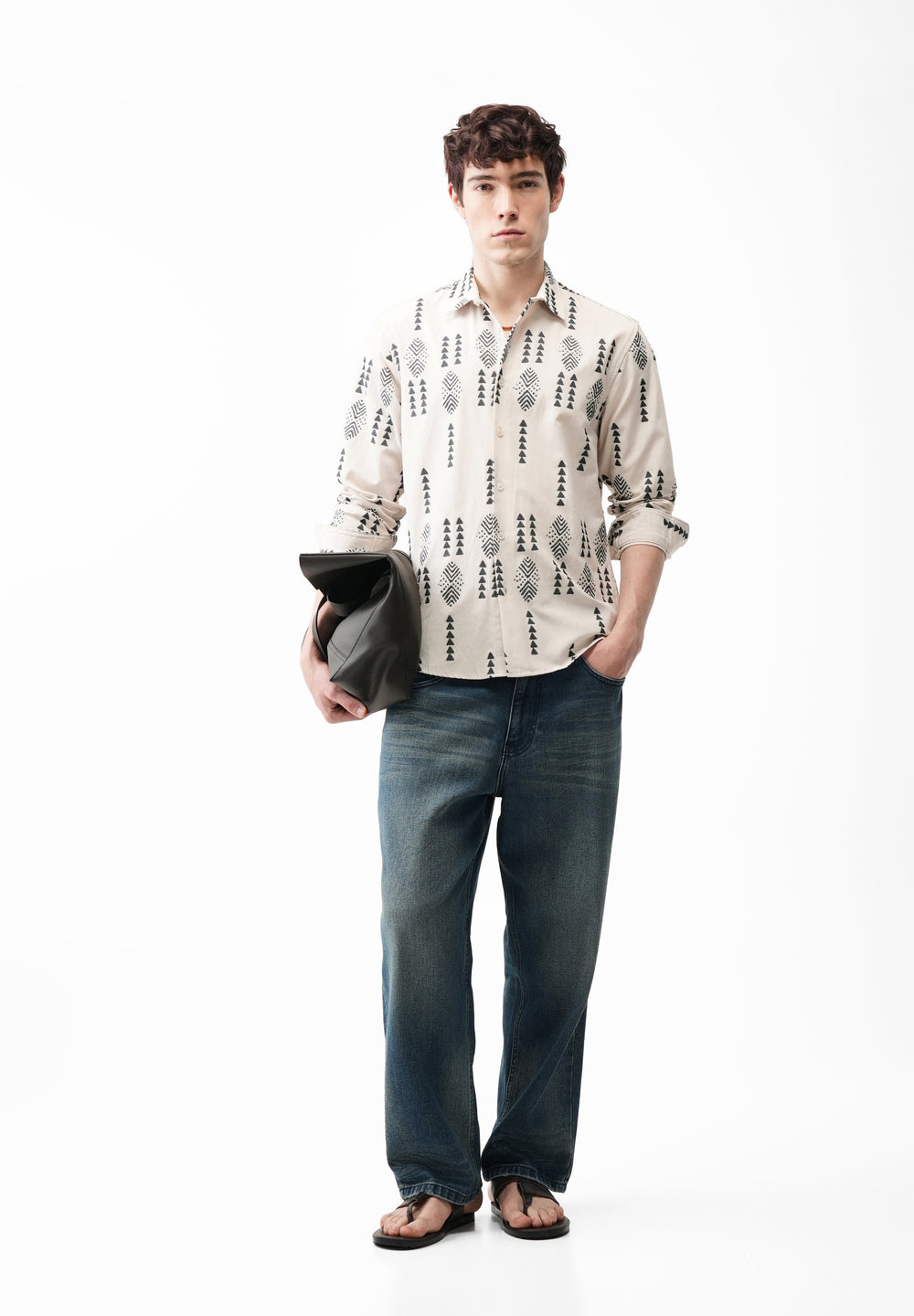 Beige Aztec Jacquard Shirt