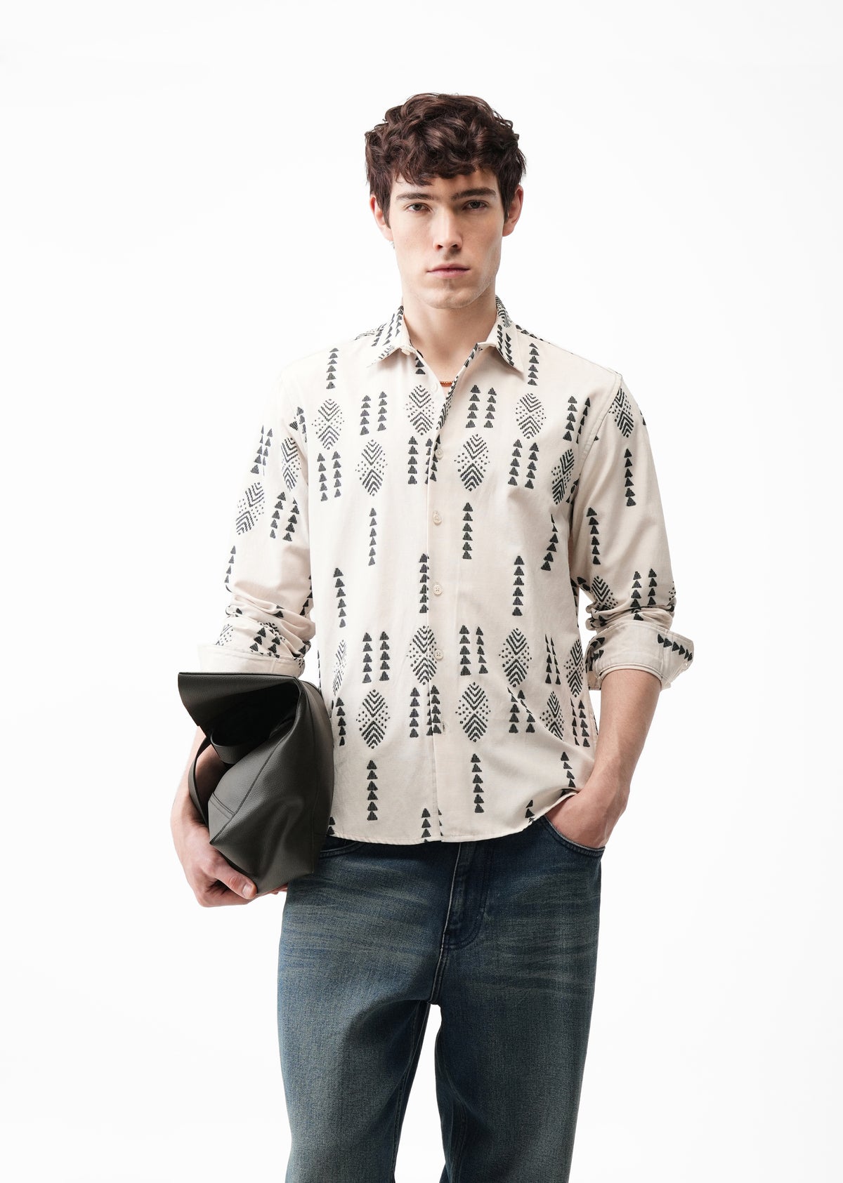 Beige Aztec Jacquard Shirt