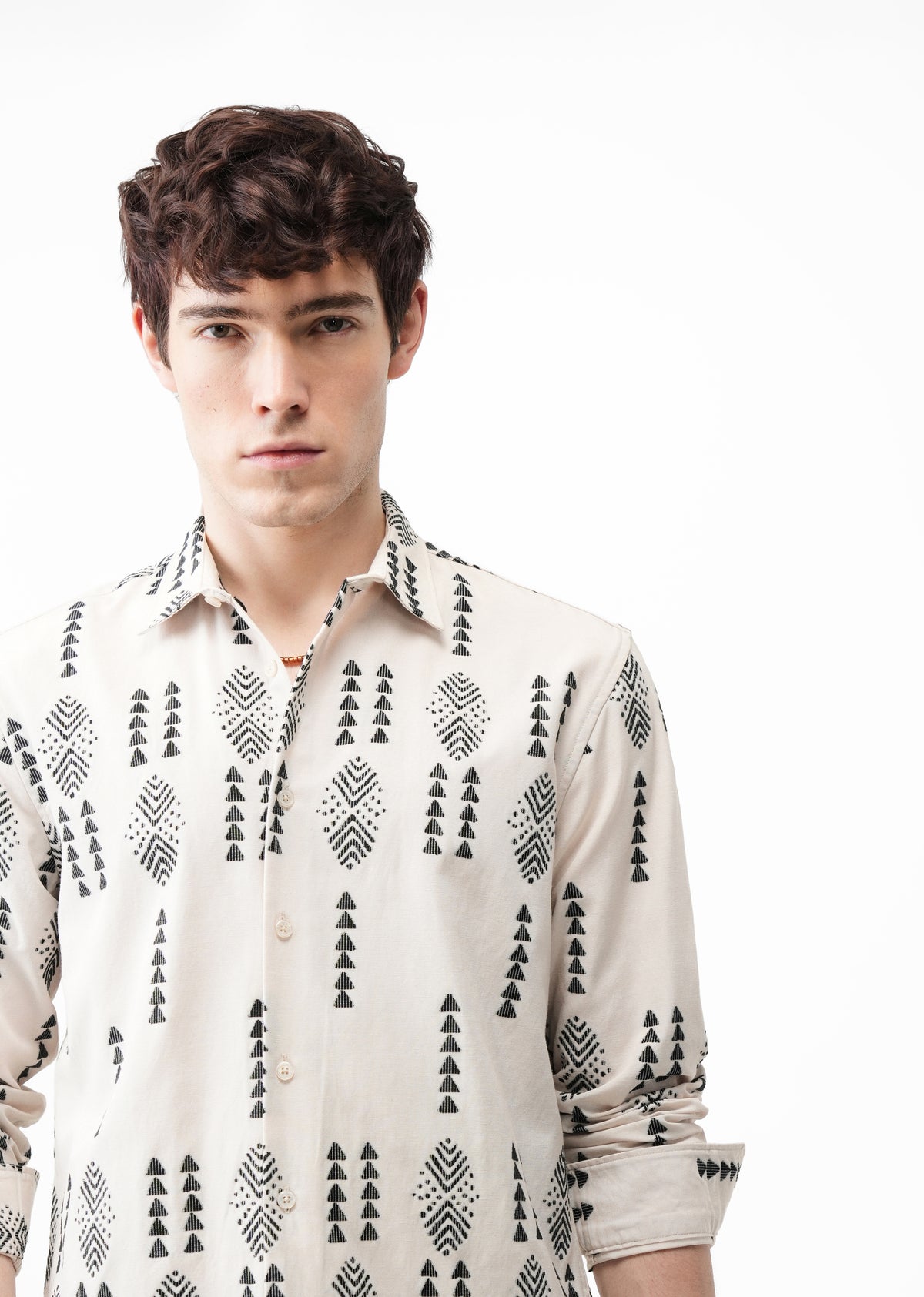 Beige Aztec Jacquard Shirt