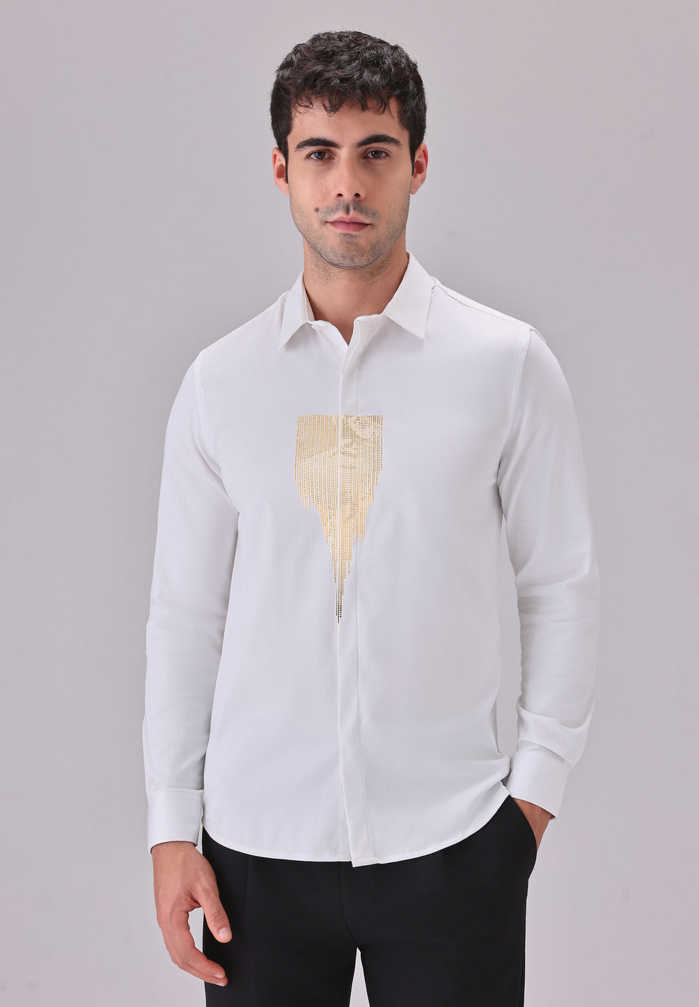 White Glimmer Designer Shirt