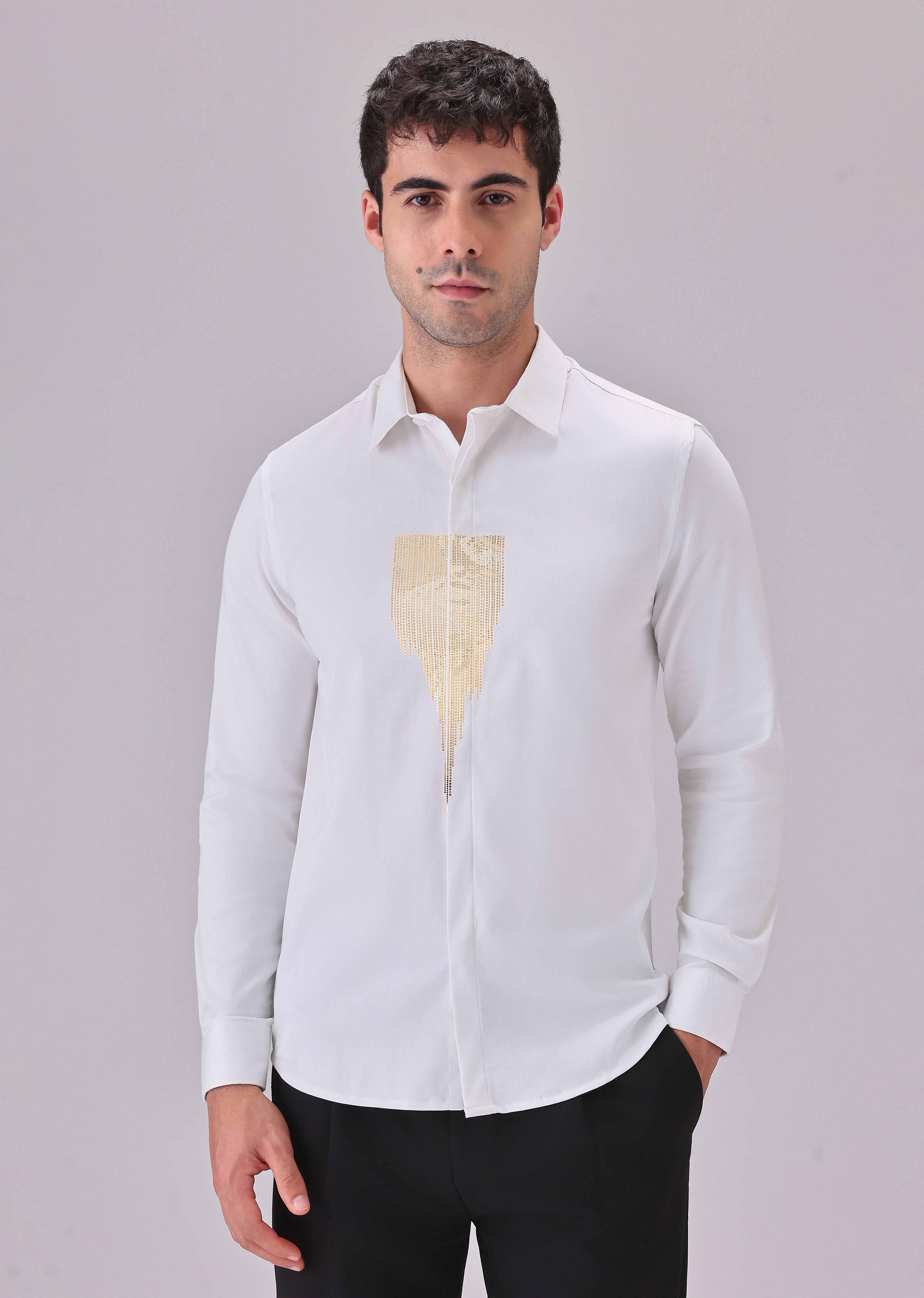 White Glimmer Designer Shirt