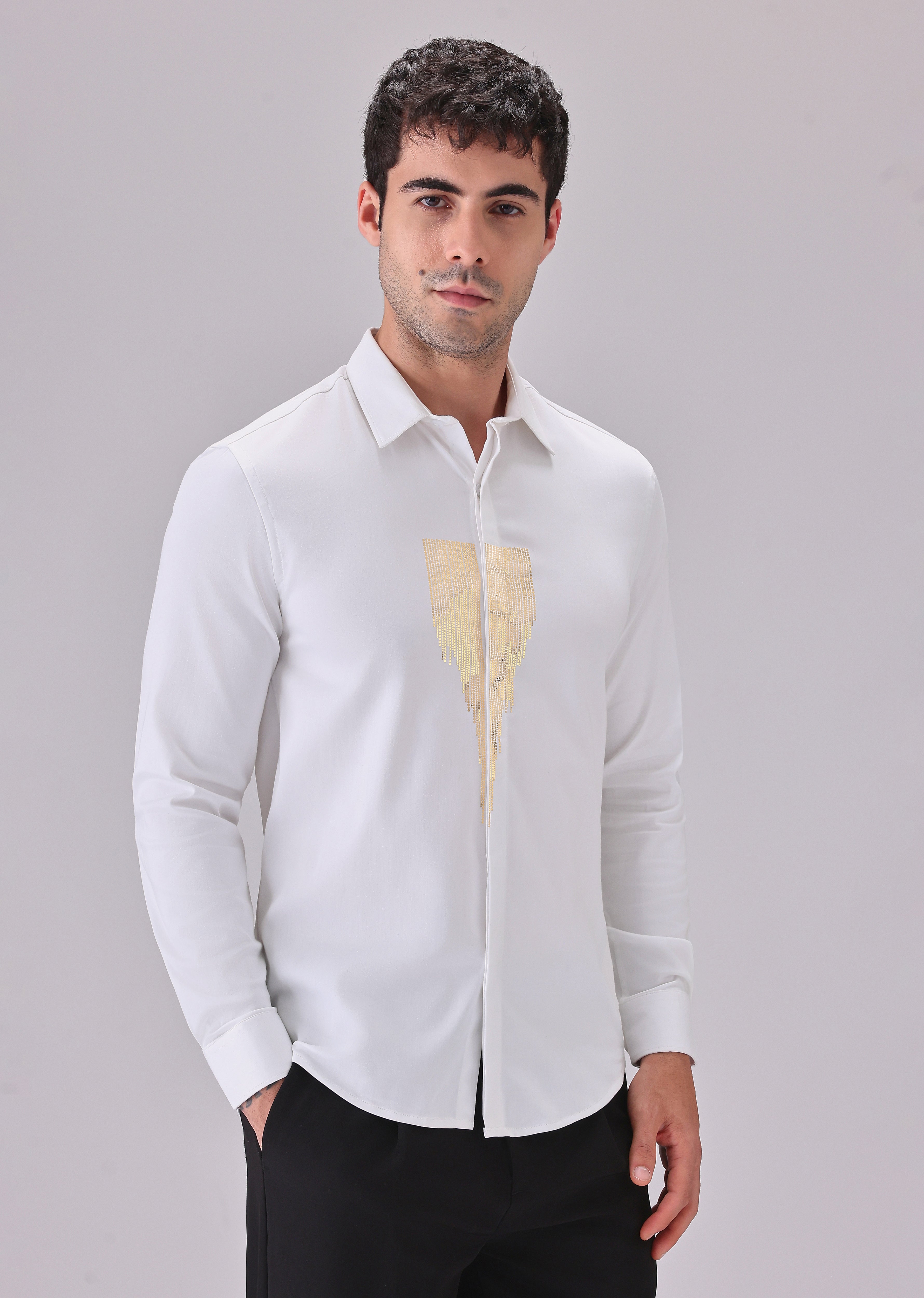 White Glimmer Designer Shirt