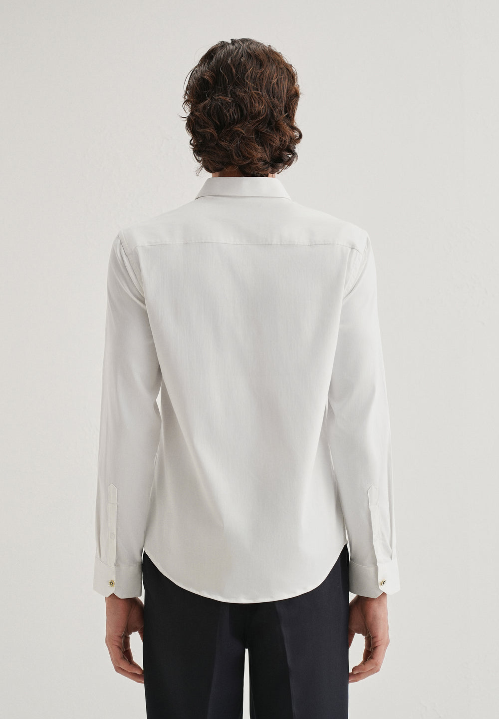 White Glossy Gold Embellished Button Shirt