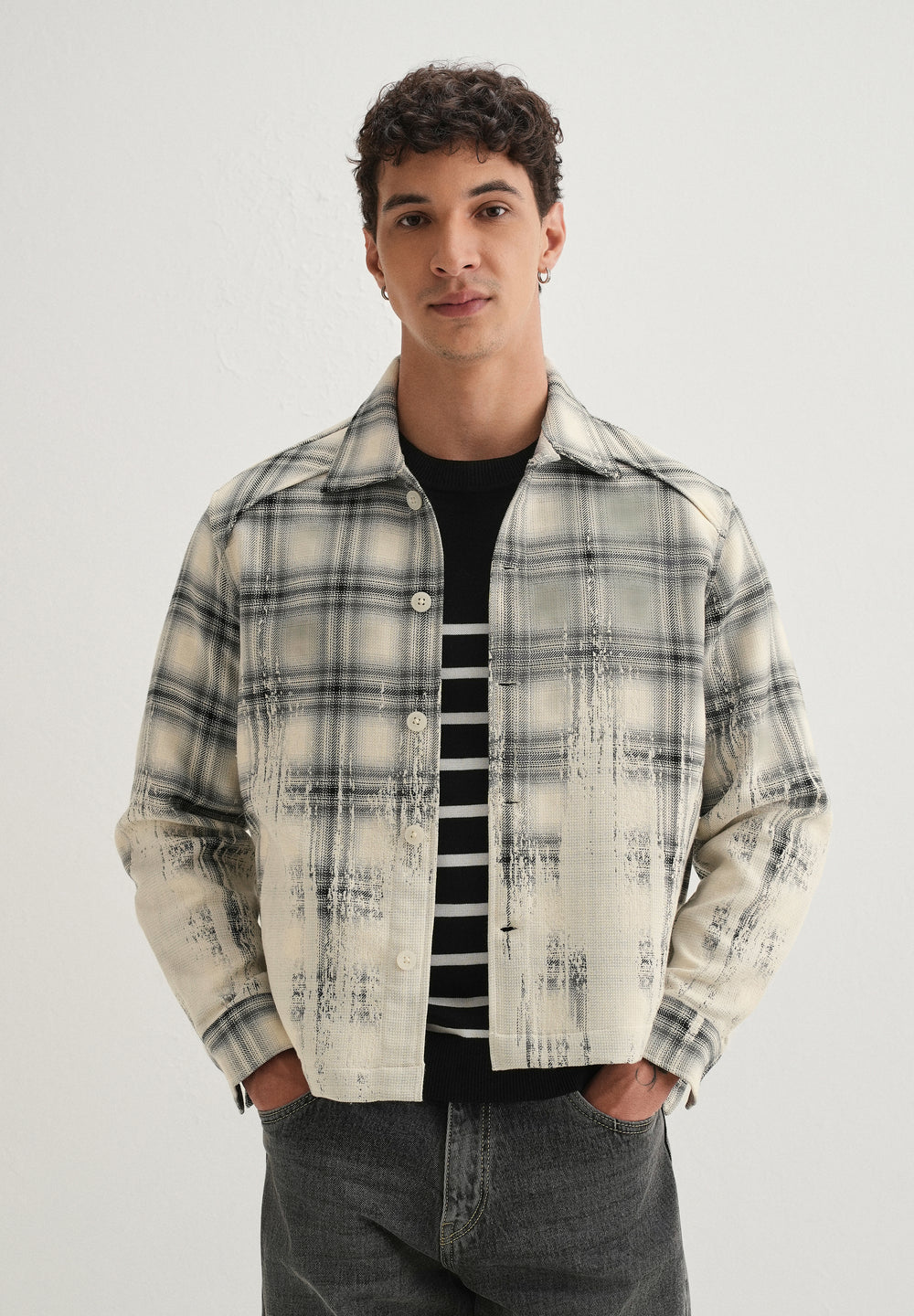 Off-White Gradient Grunge Check Shacket