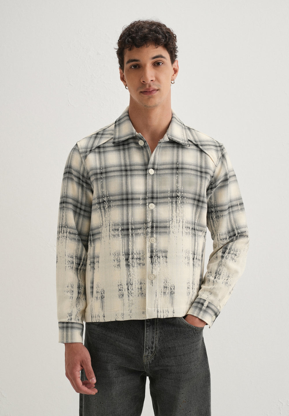 Off-White Gradient Grunge Check Shacket