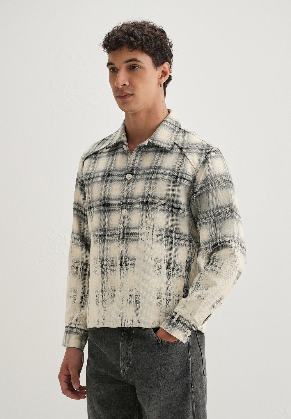 Off-White Gradient Grunge Check Shacket