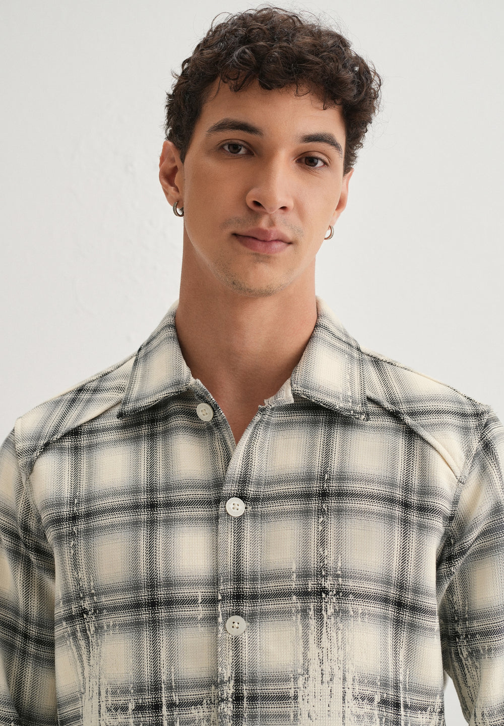 Off-White Gradient Grunge Check Shacket