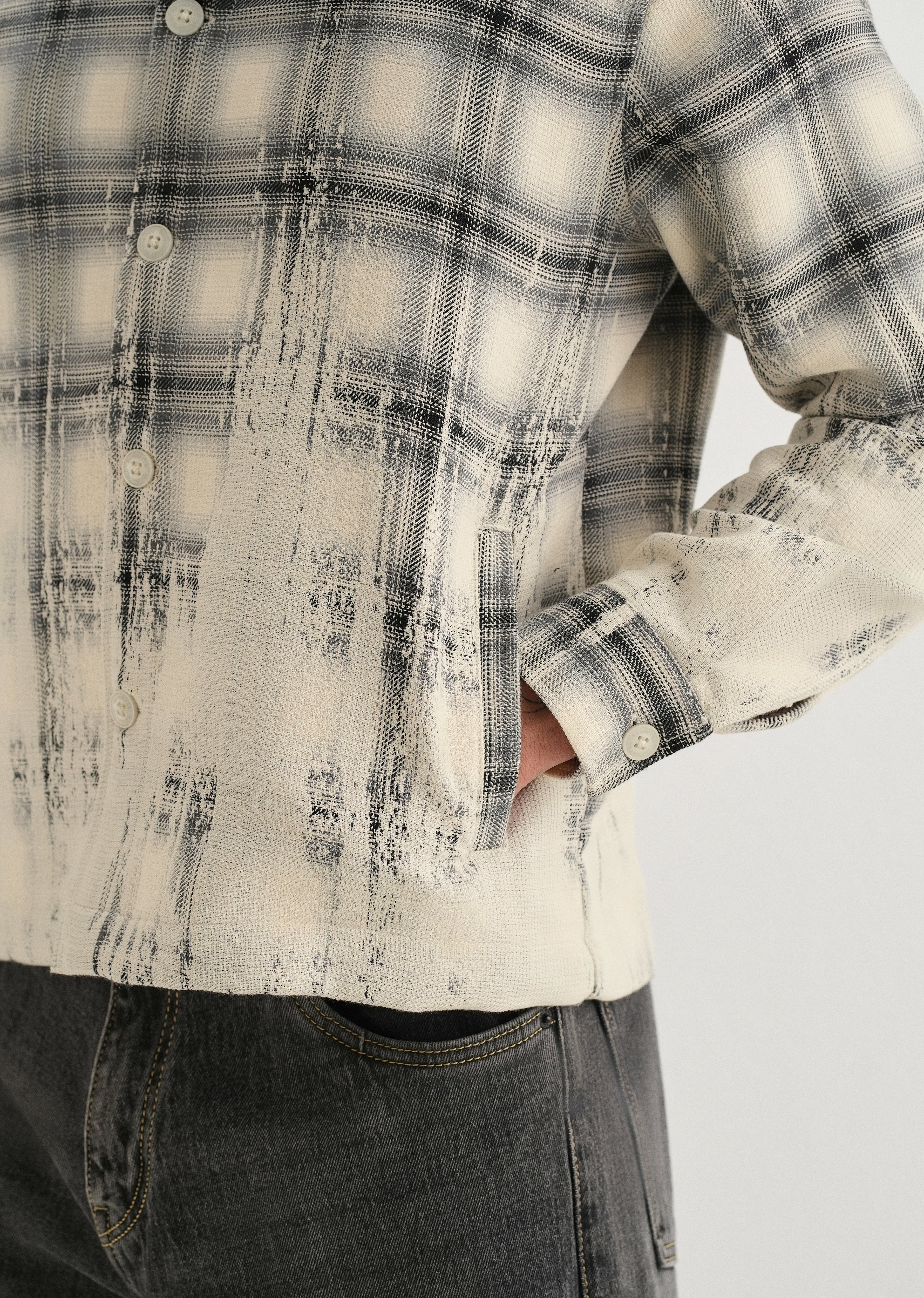 Off-White Gradient Grunge Check Shacket
