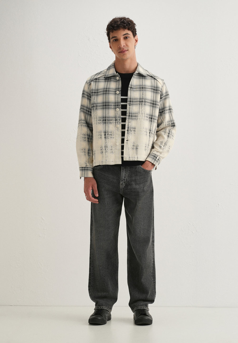 Off-White Gradient Grunge Check Shacket