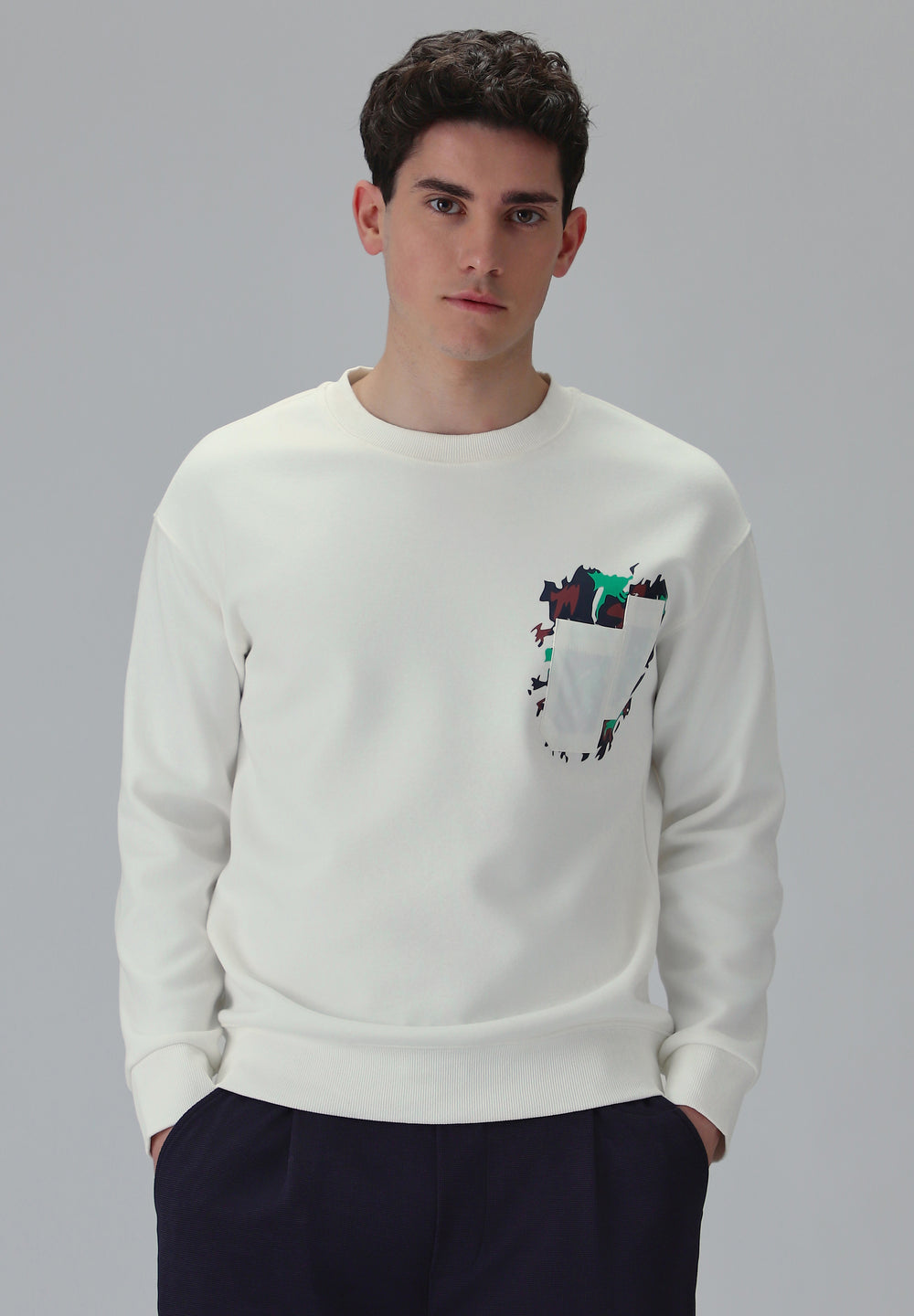 White Graphic Pocket Sweatshirt