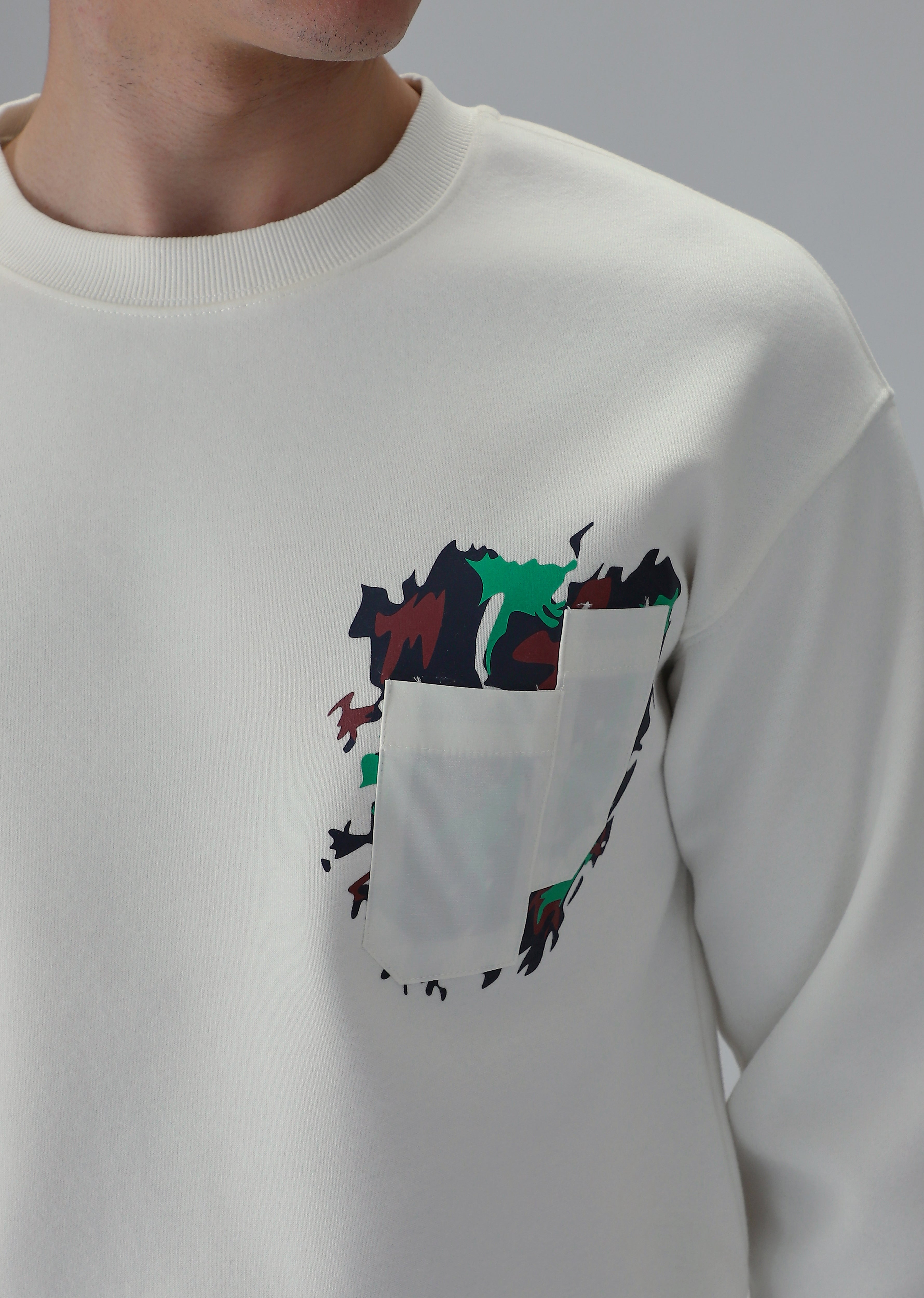 White Graphic Pocket Sweatshirt