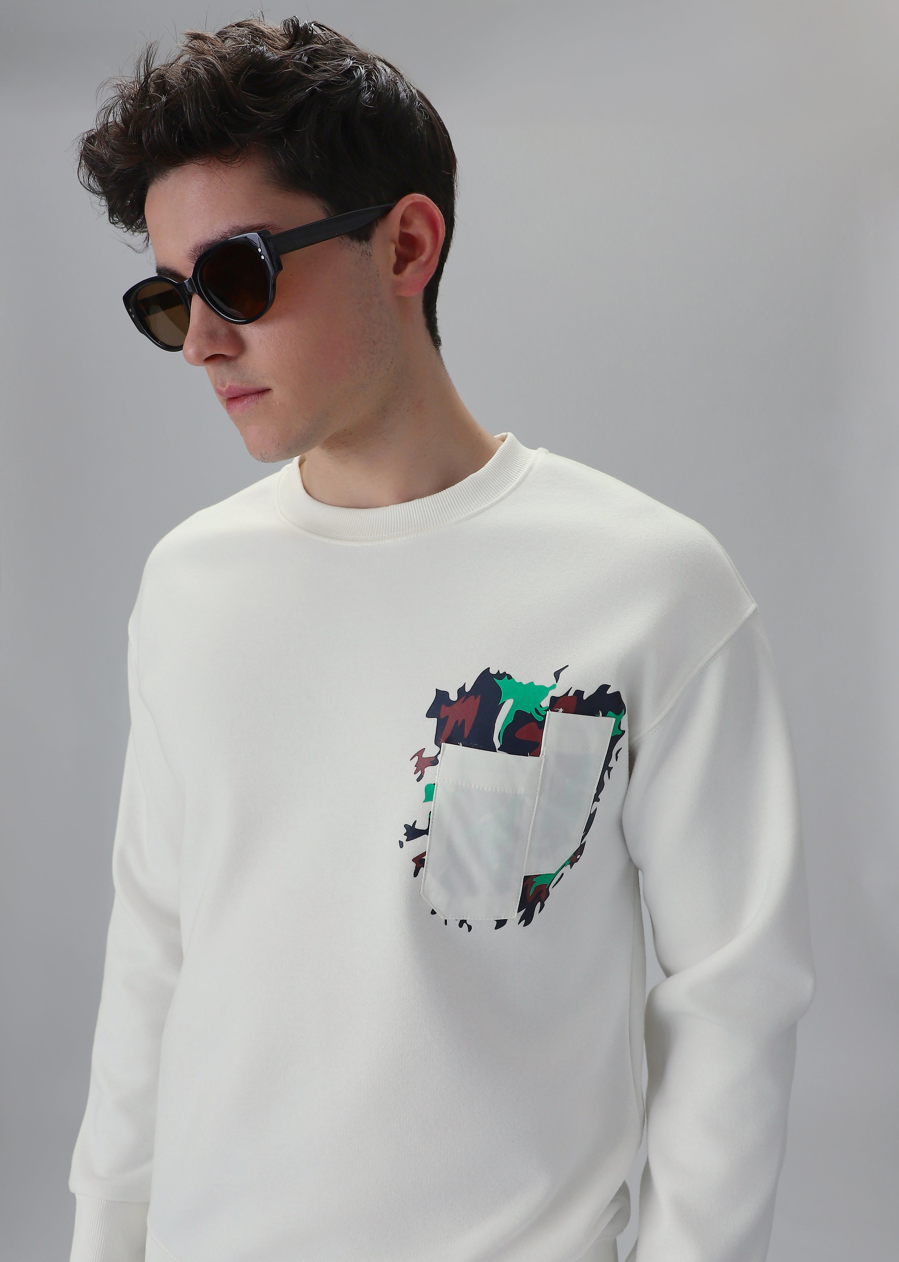 White Graphic Pocket Sweatshirt