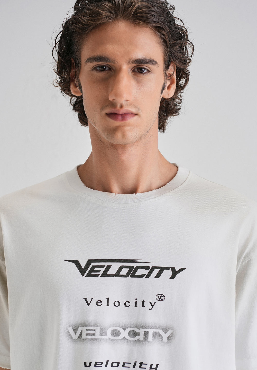 White Gray Typography Printed Oversized T-shirt