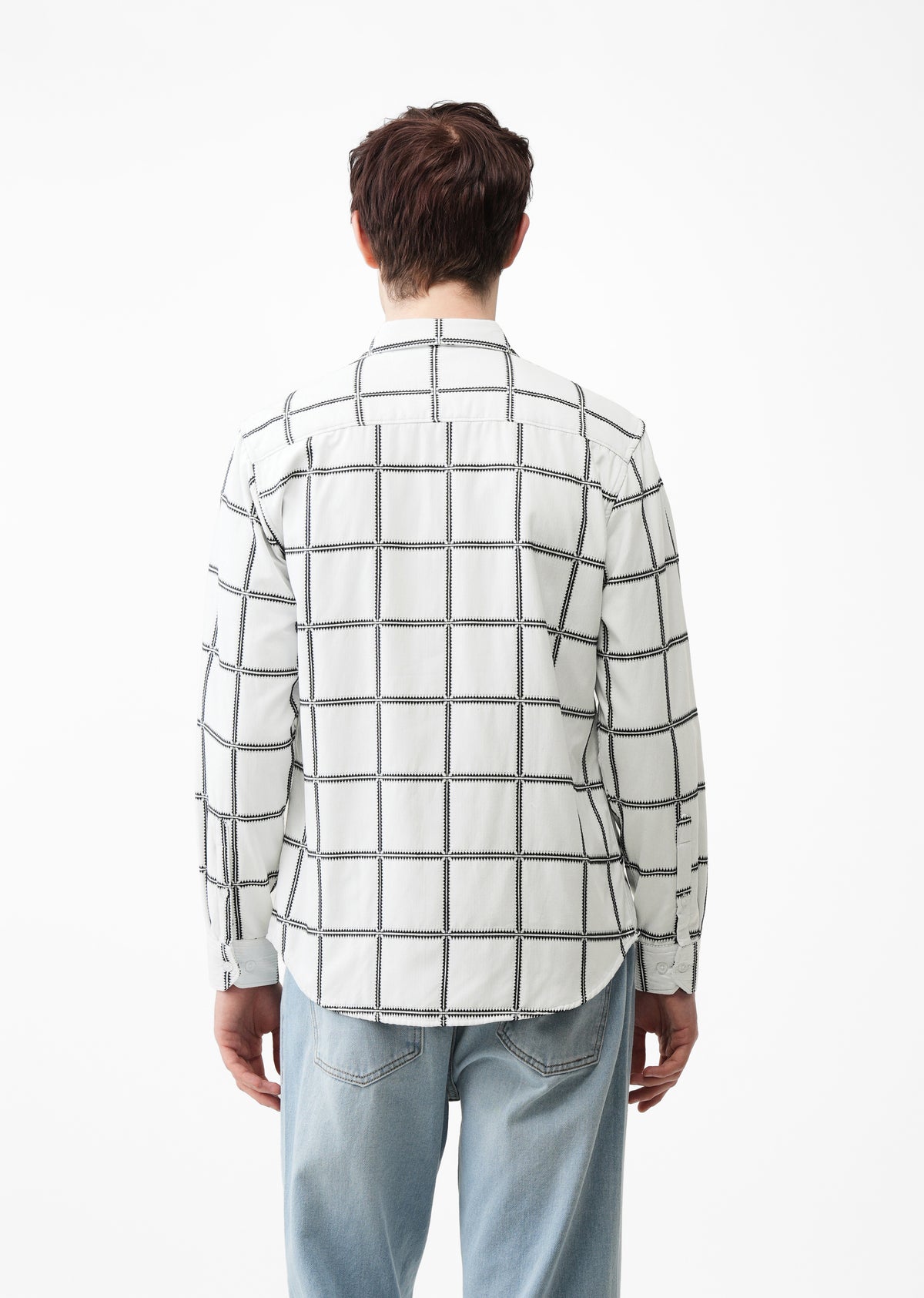 White Grid Jacquard Check Shirt