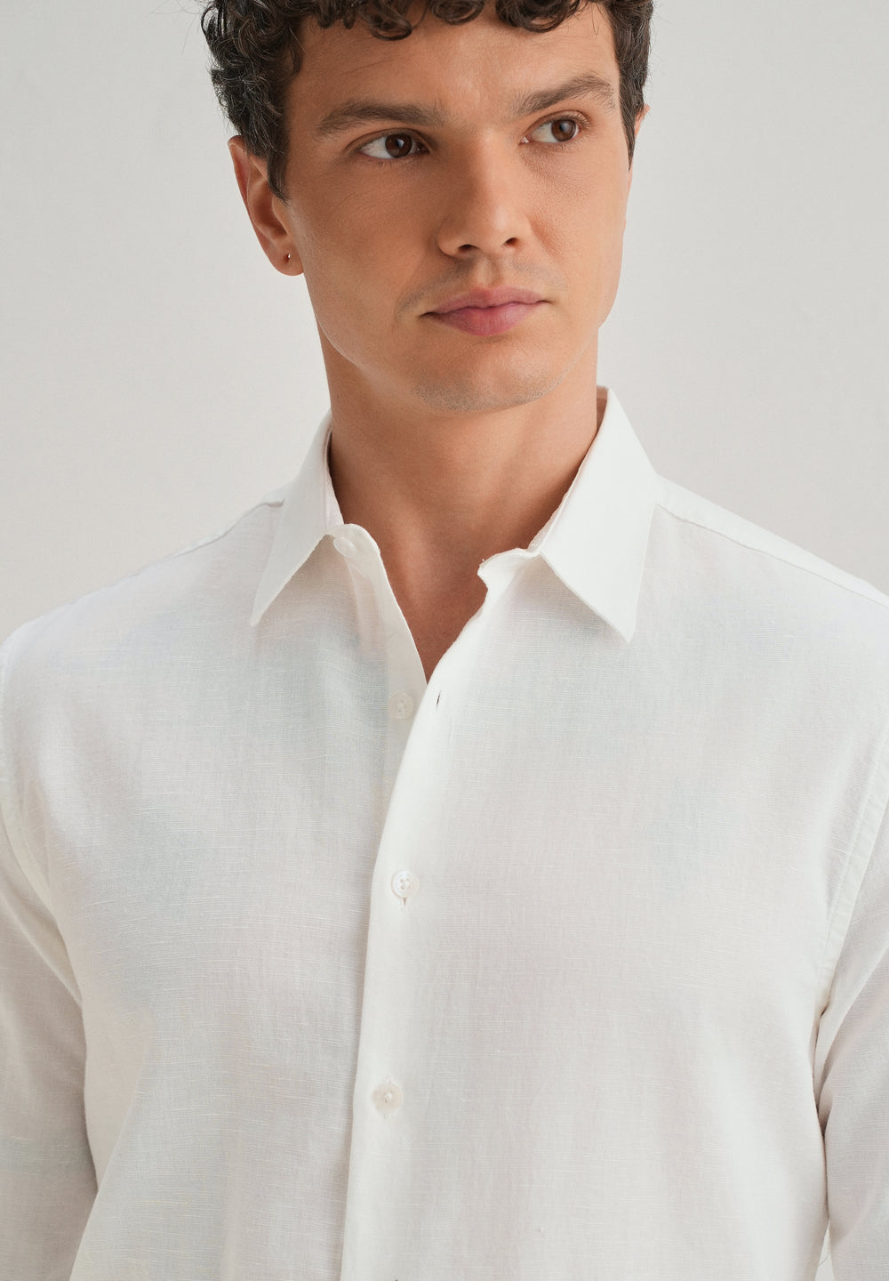 White Hem Embroidery Cotton Linen Shirt