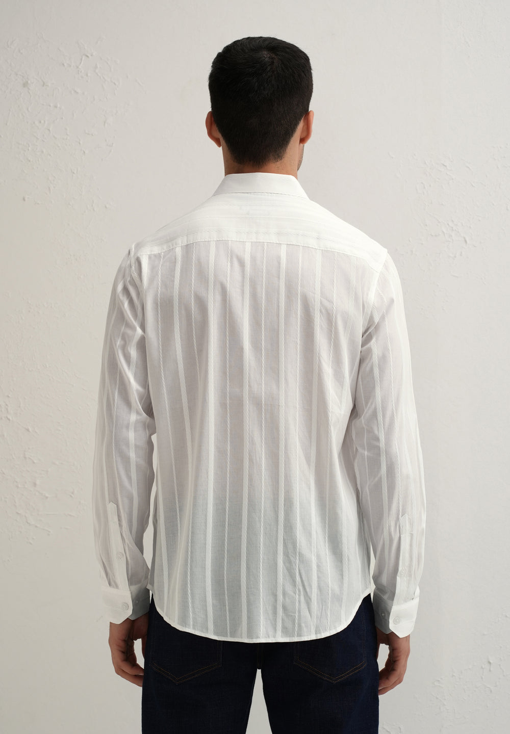 White Herringbone Pattern Shirt