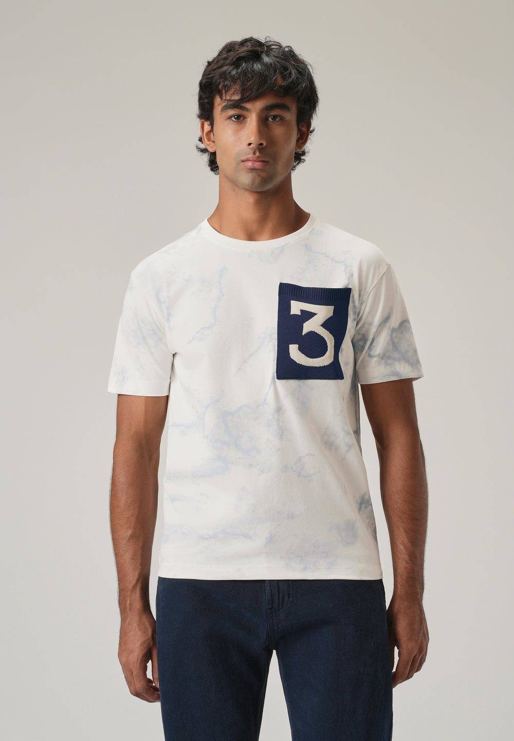 White Knit Patch Pocket Slim Fit T-Shirt