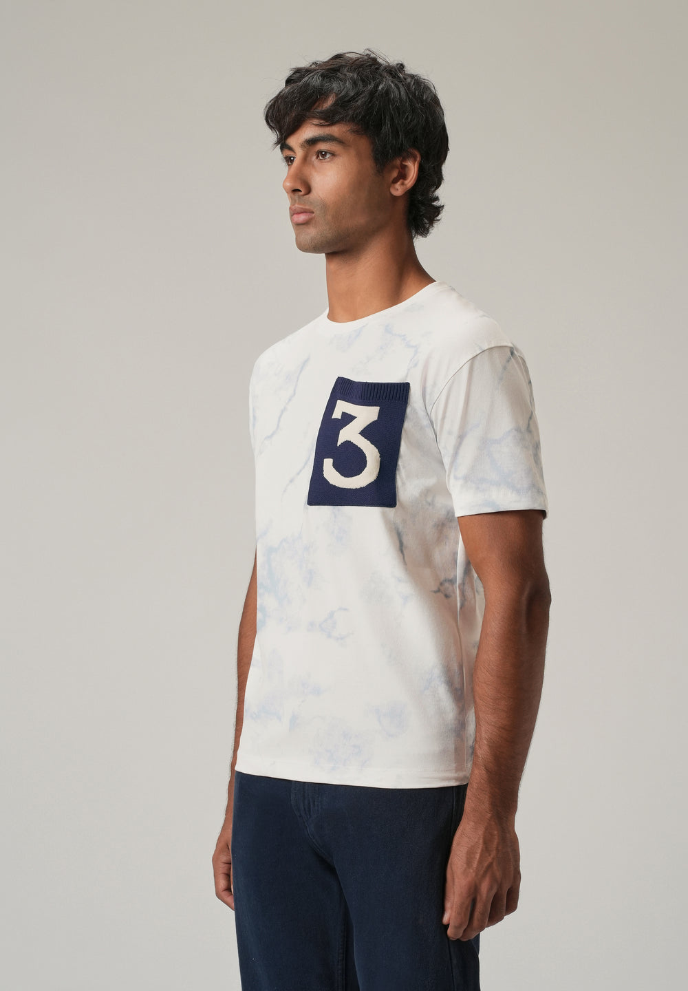 White Knit Patch Pocket Slim Fit T-Shirt
