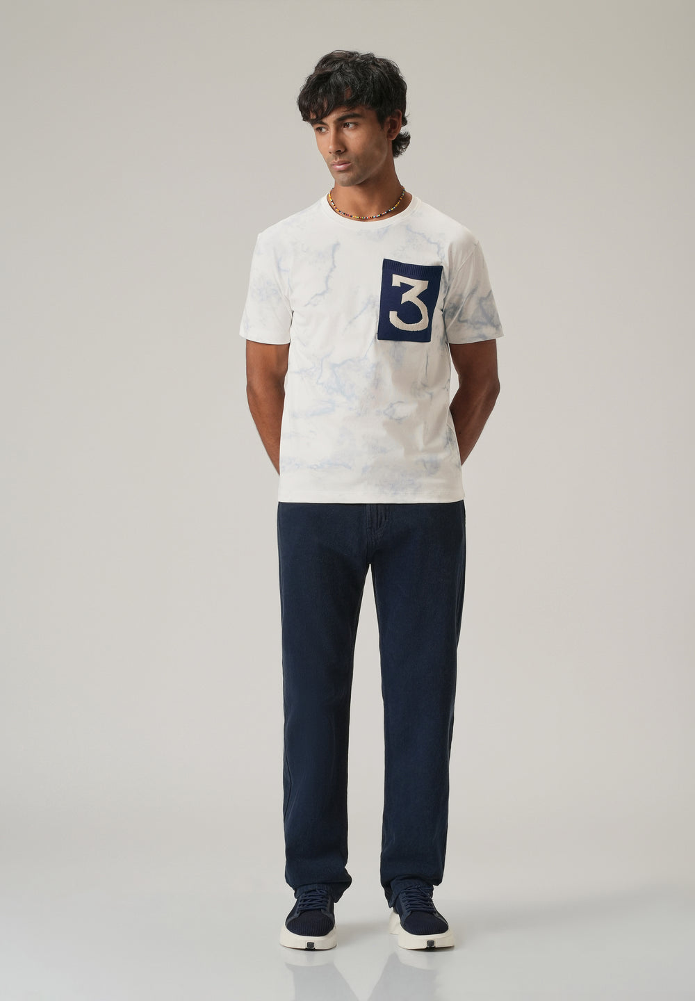 White Knit Patch Pocket Slim Fit T-Shirt