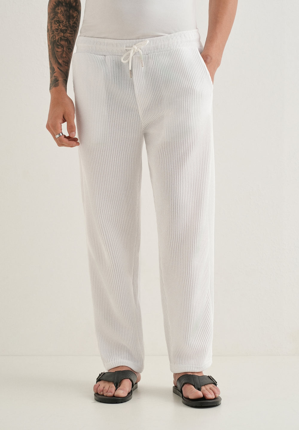 White Knitted Pant