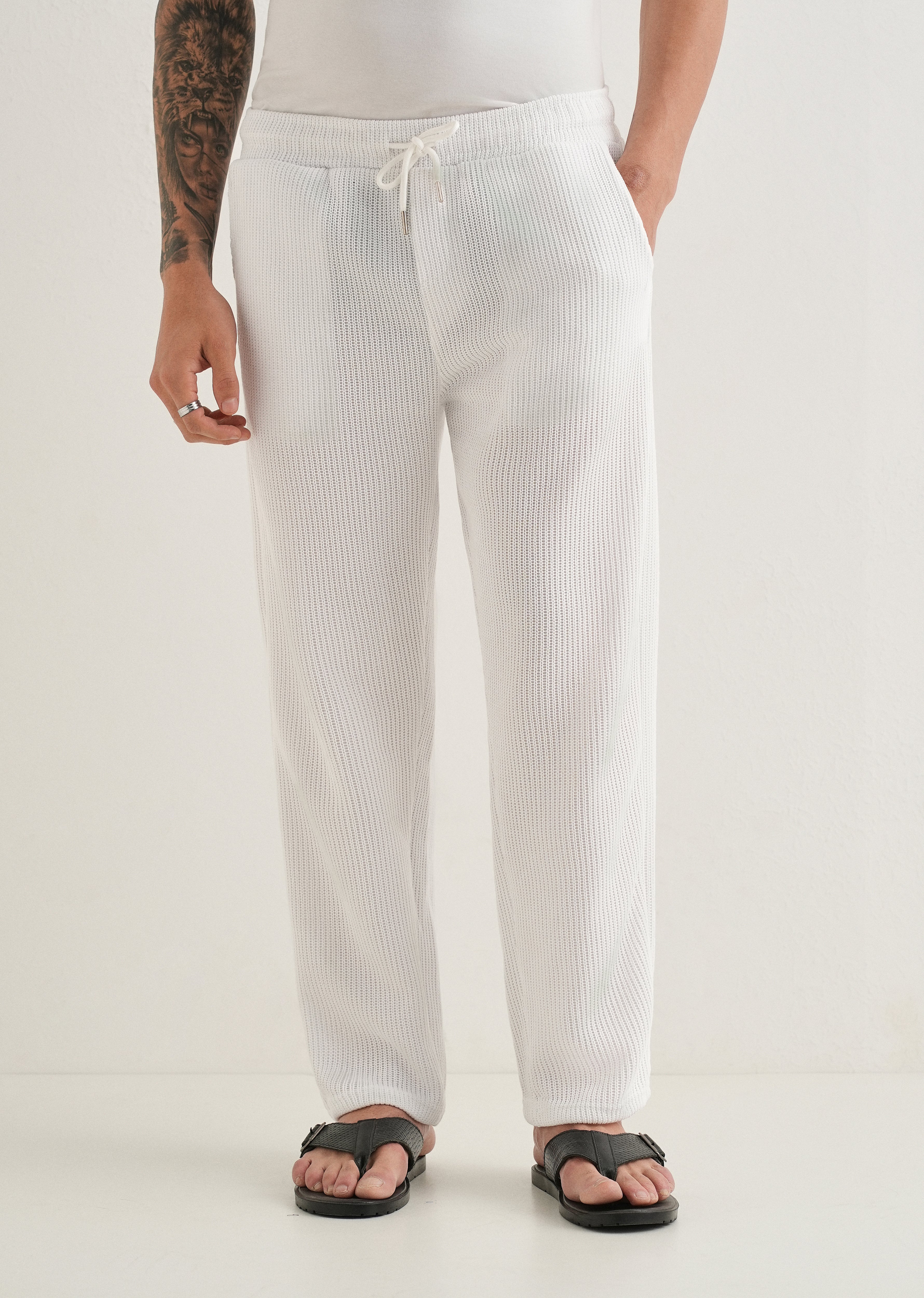 White Knitted Pant