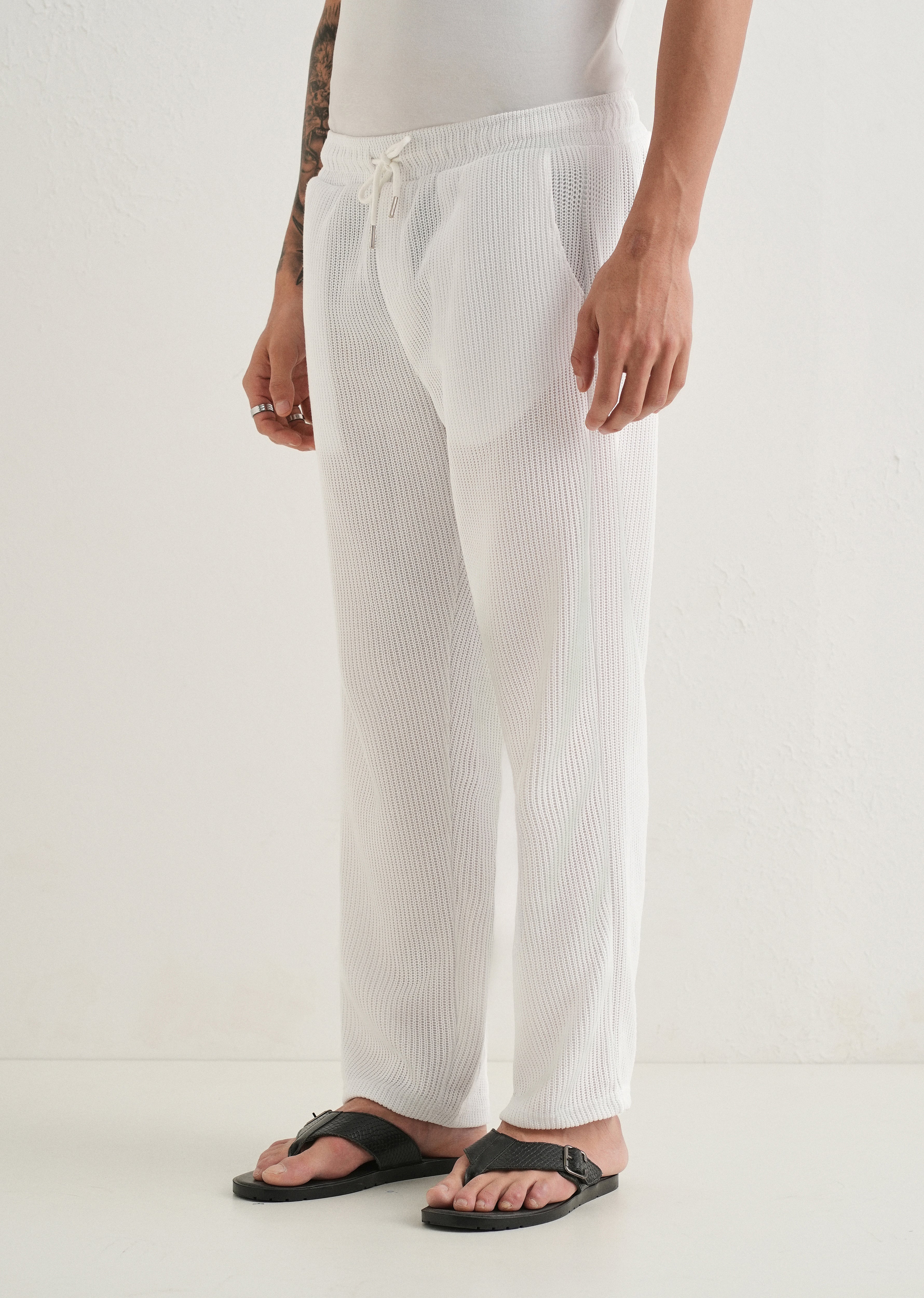 White Knitted Pant