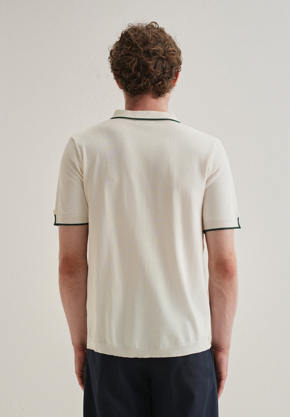 White Knitted Notch Sleeve Shirt