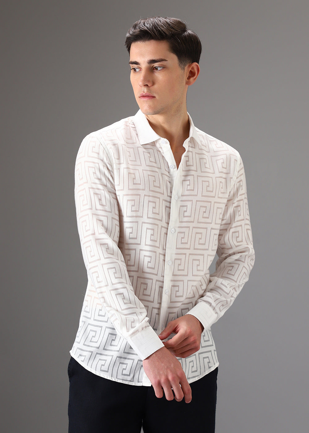 White Laser Cut Shirt