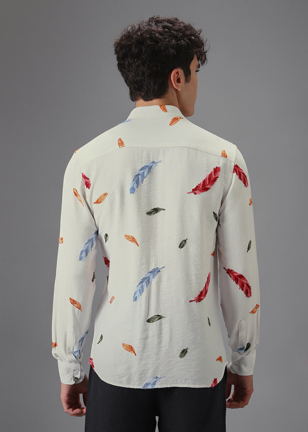 White Leaf Embroidery Shirt