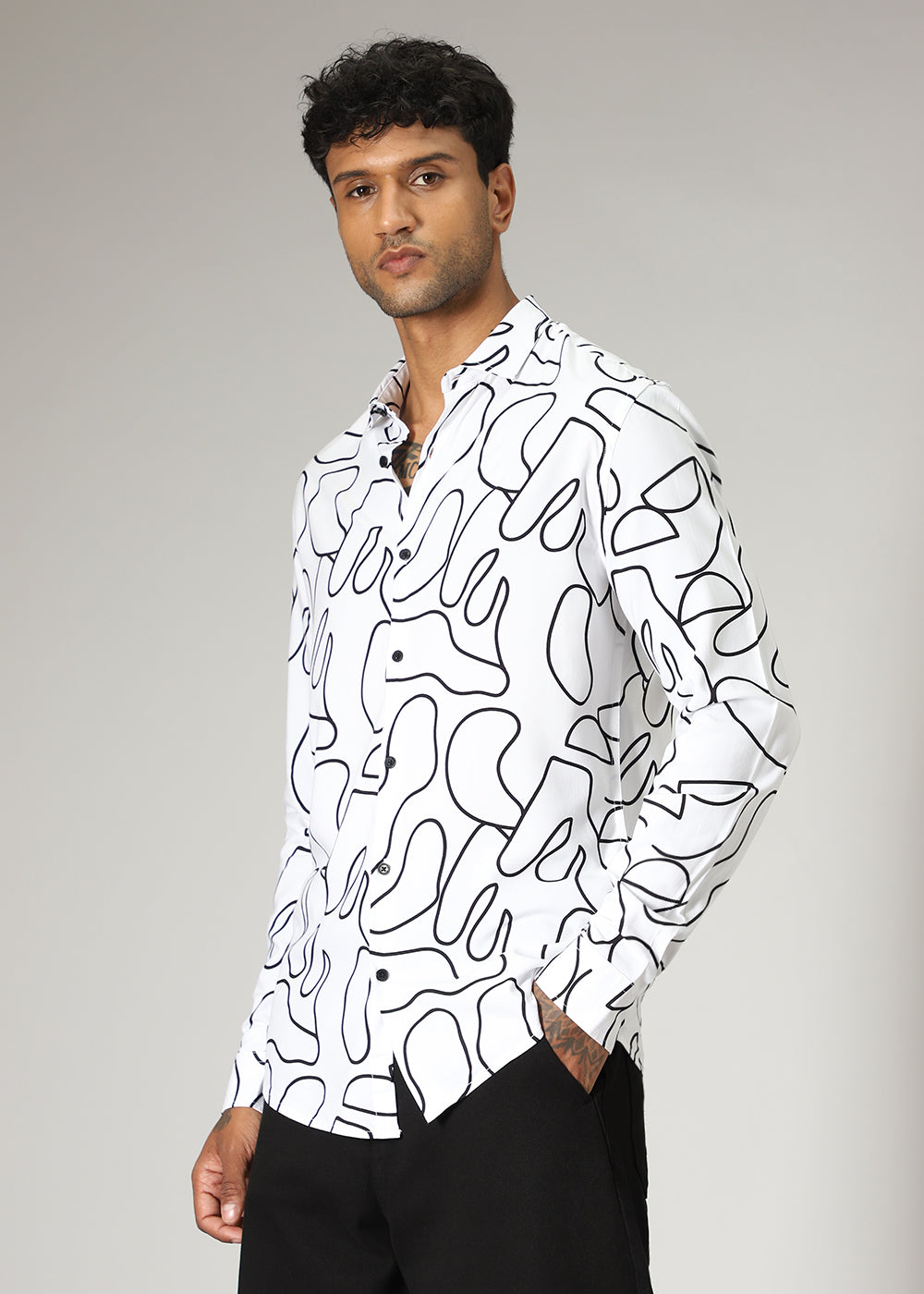 White Line Abstract Shirt