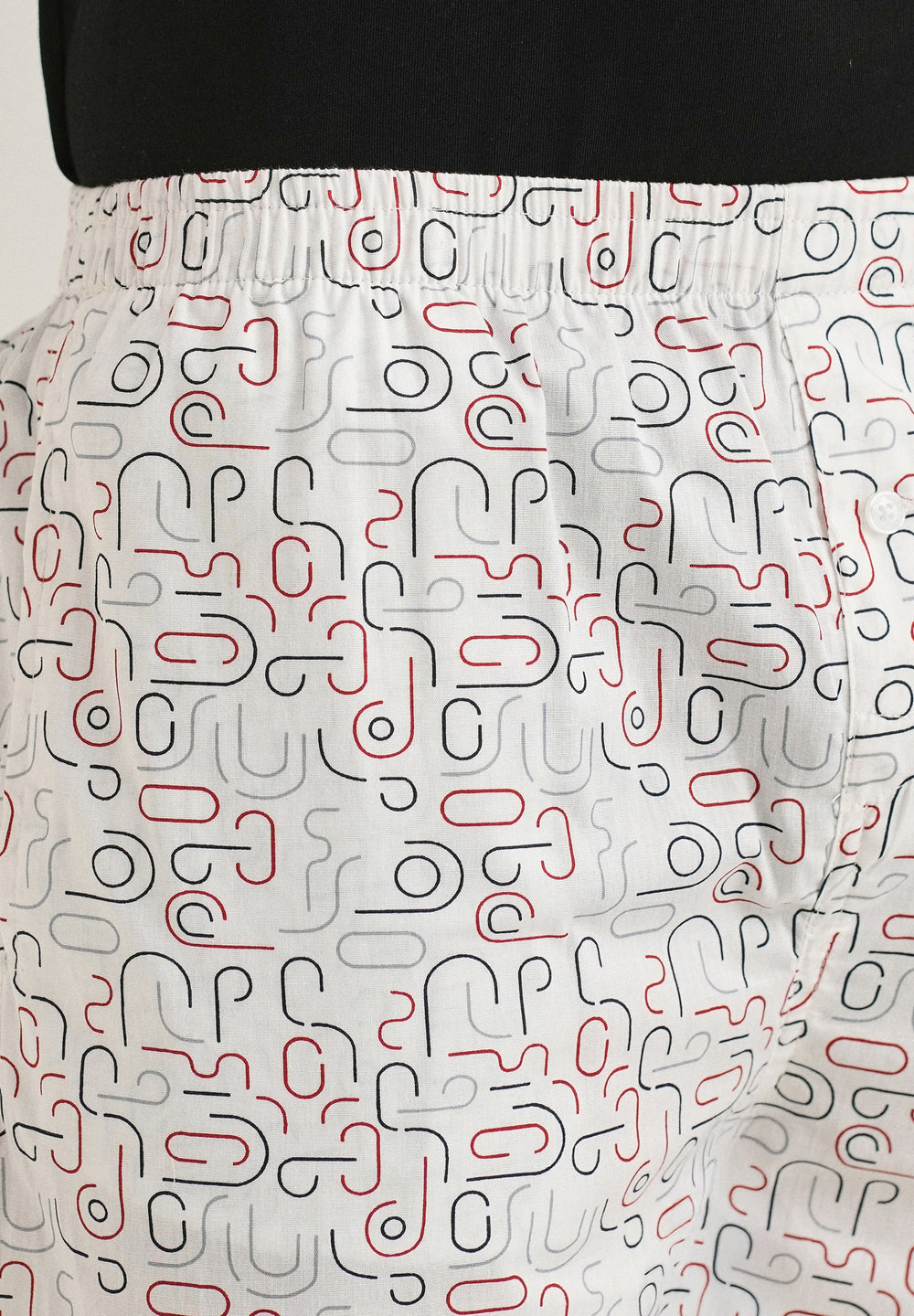 White Line Art Printed Boxer
