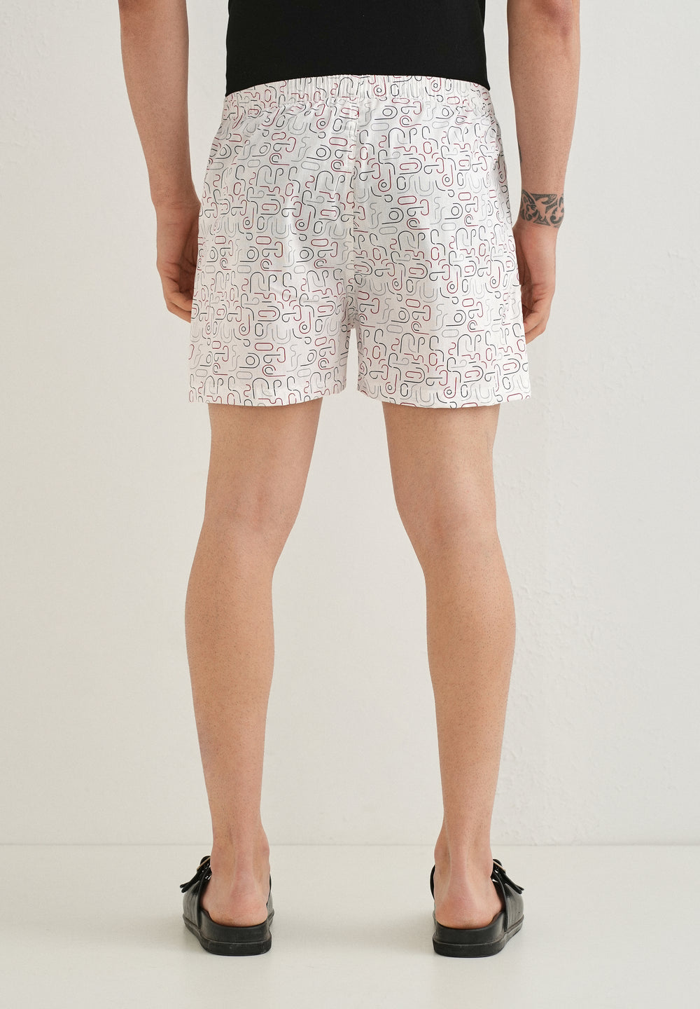 White Line Art Printed Boxer