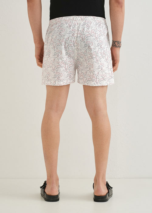 White Line Art Printed Boxer