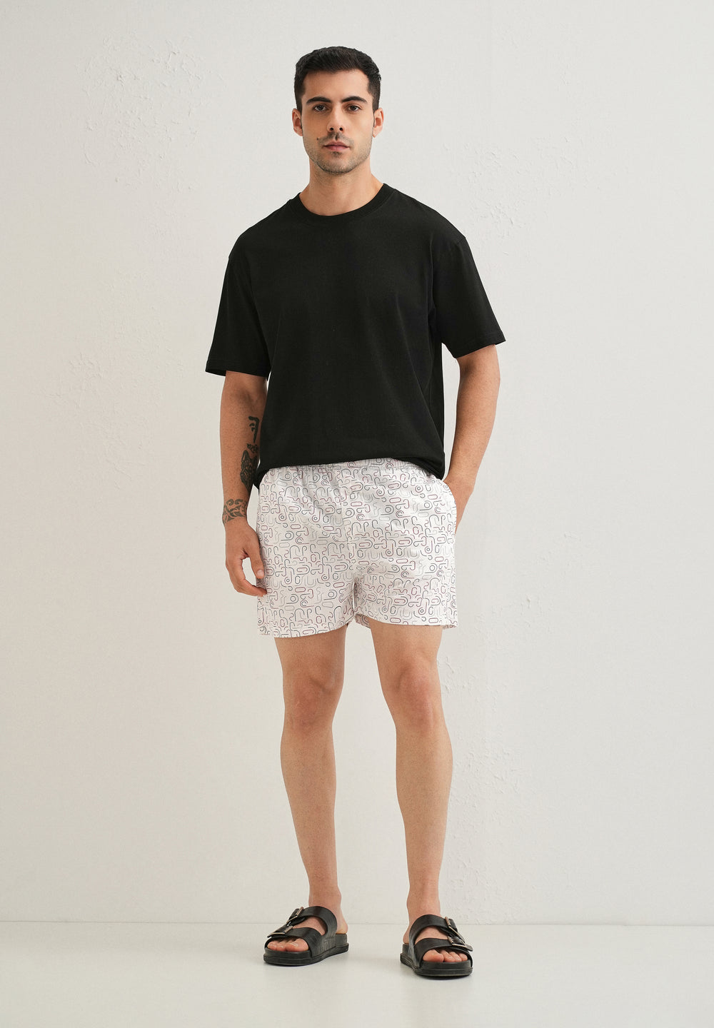 White Line Art Printed Boxer