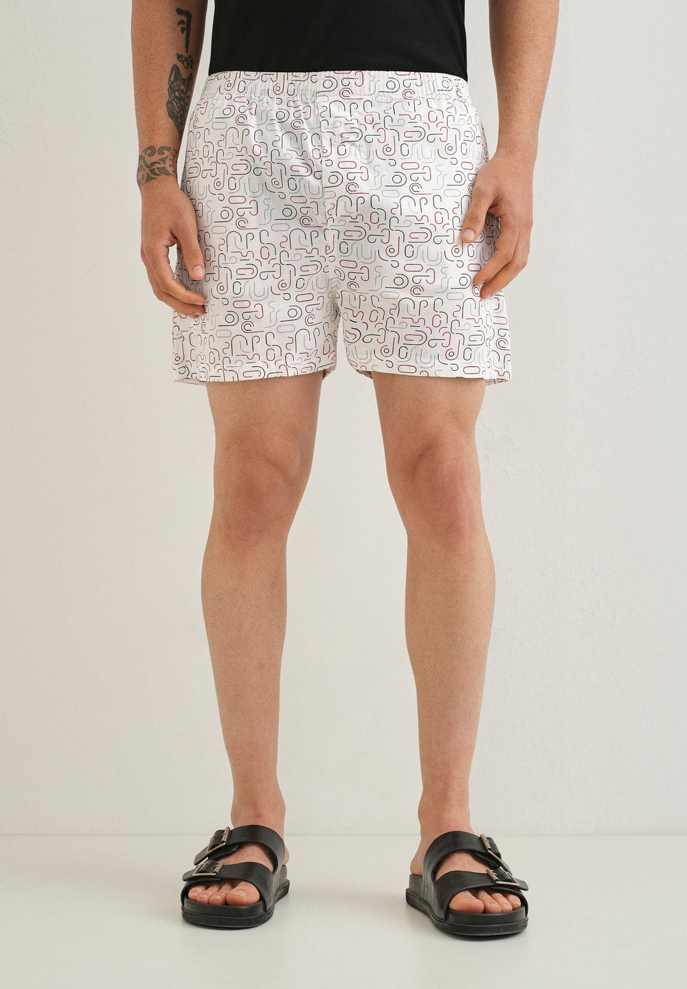 White Line Art Printed Boxer