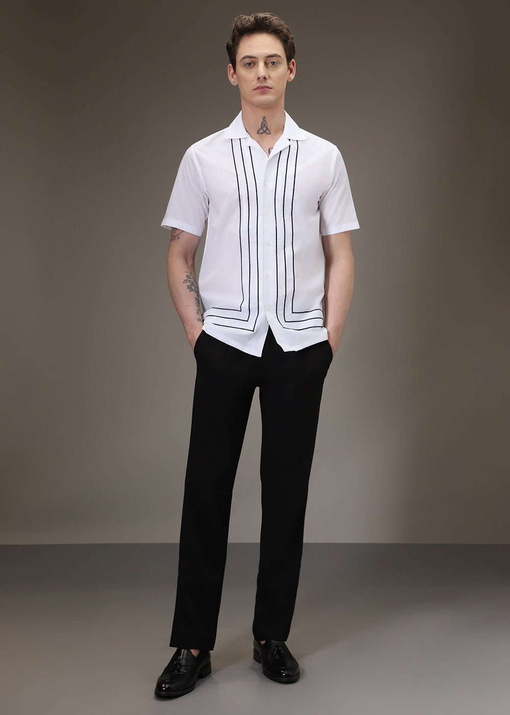 White Line Embroidery Shirt