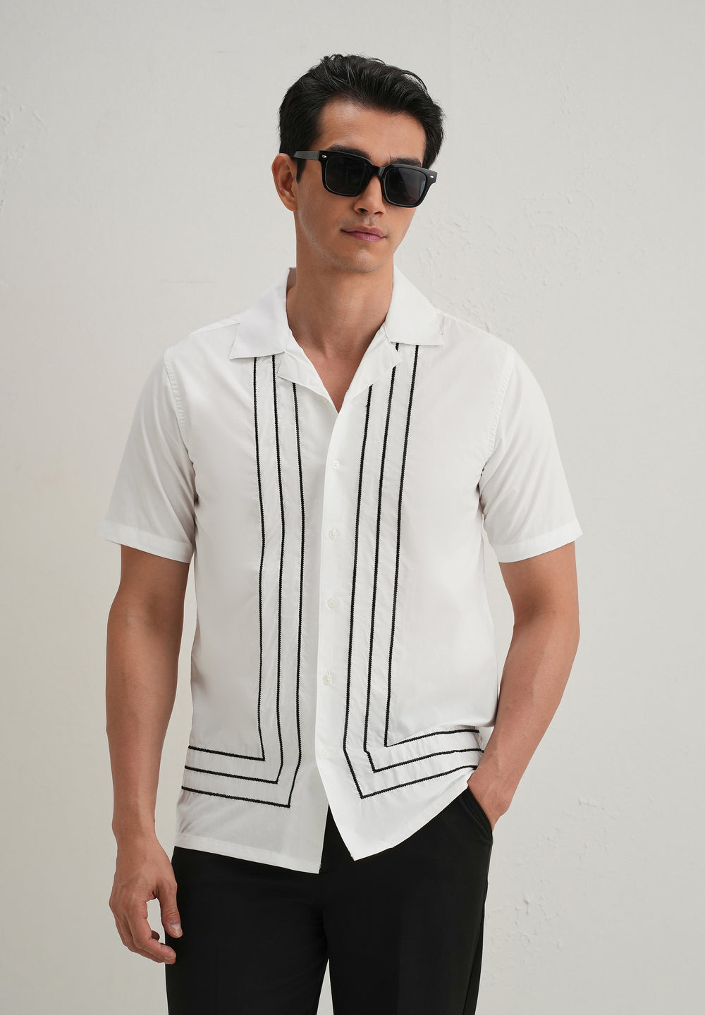 White Line Embroidery Shirt