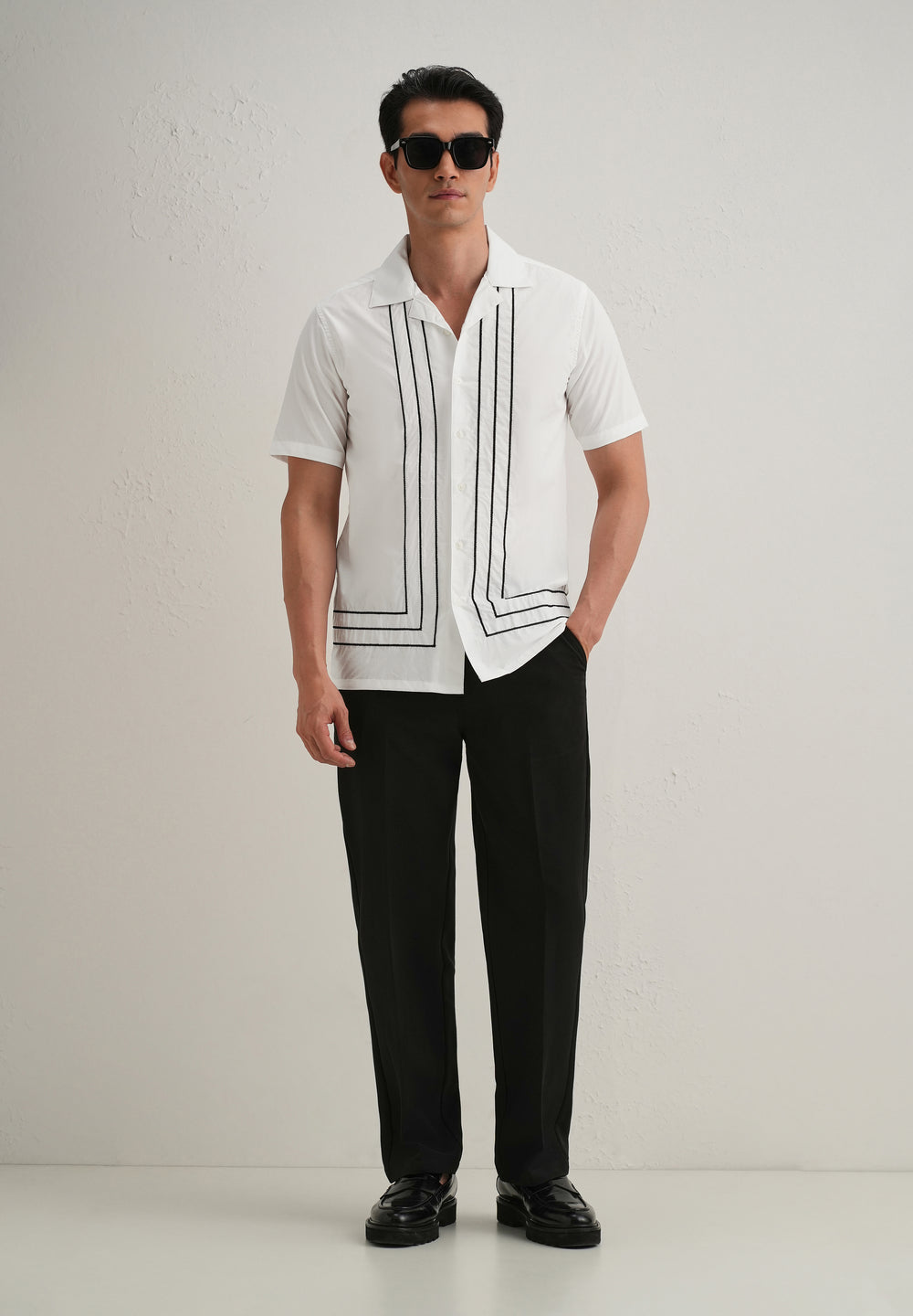 White Line Embroidery Shirt