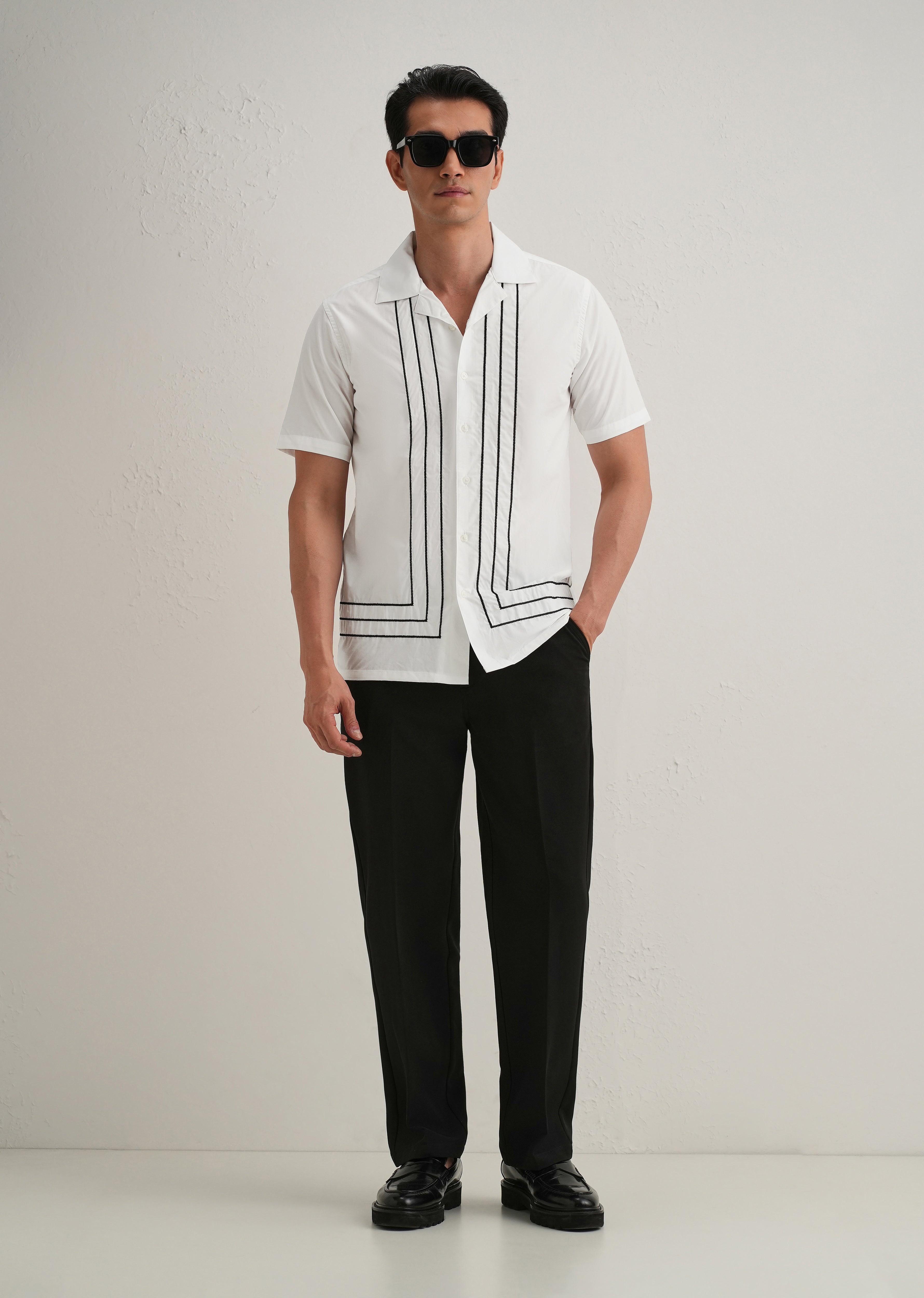 White Line Embroidery Shirt